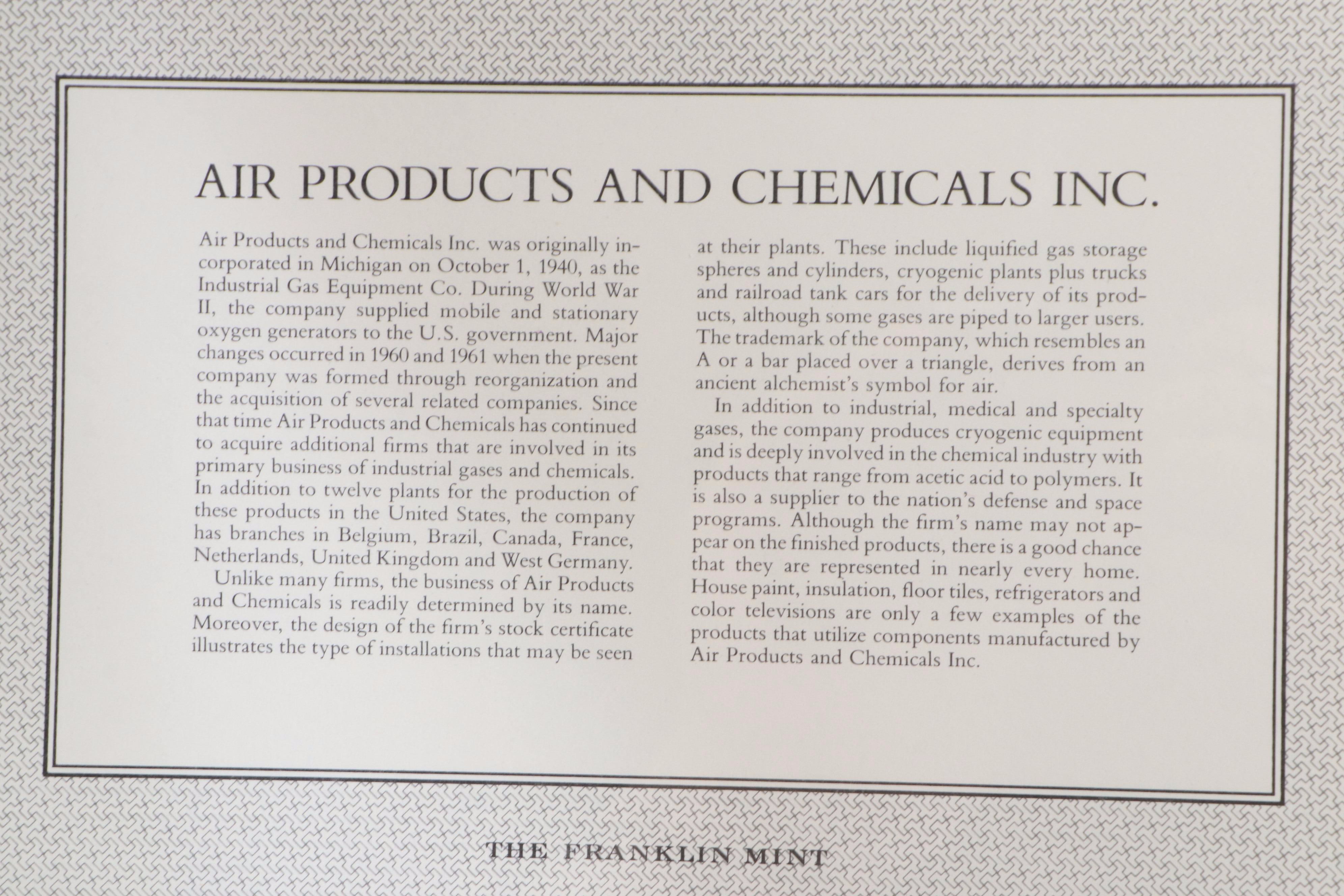 Macy Credit, Air Products and Chemicals and Shulton Stock Certificates