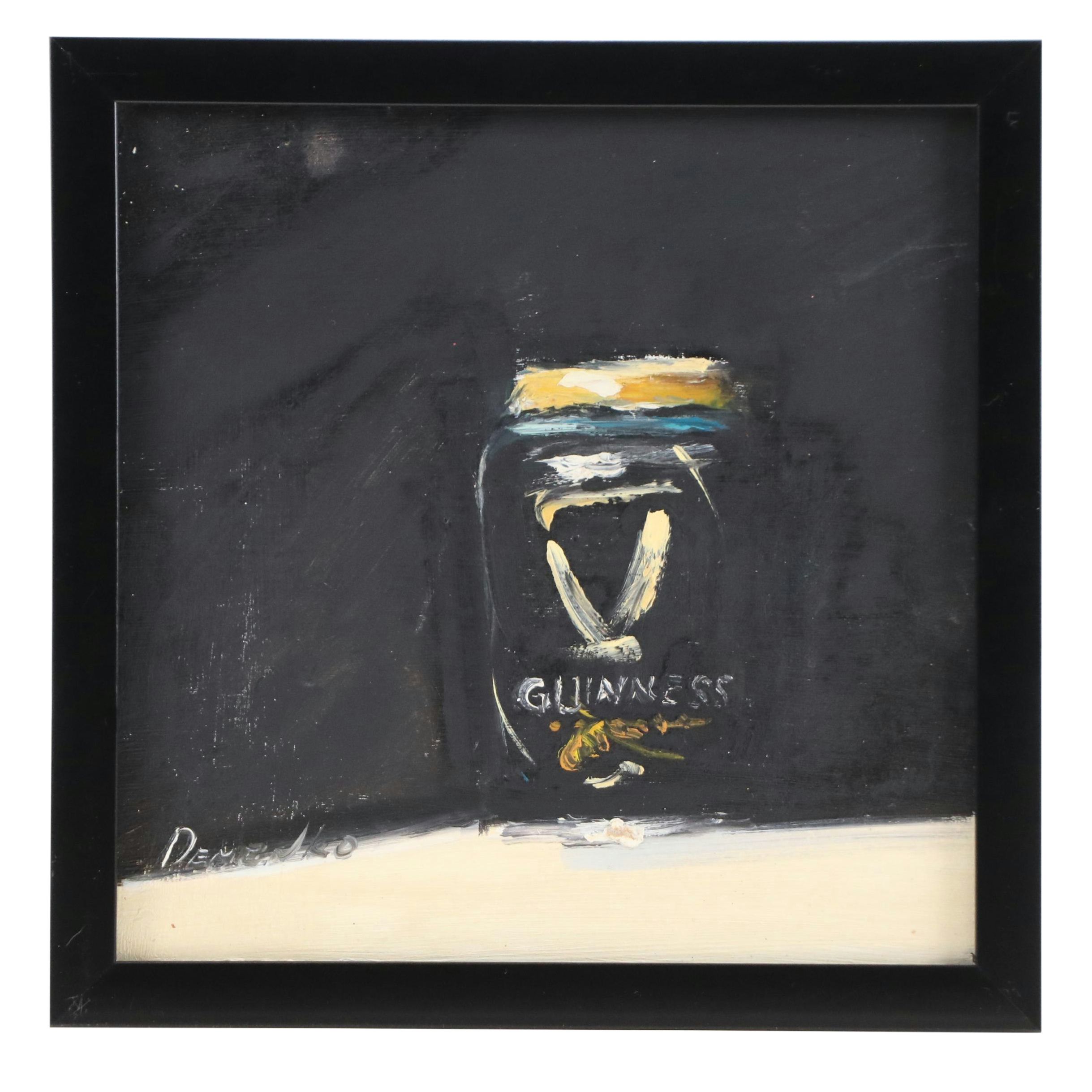 Natalia Demenko Still Life Oil Painting of Guinness, 21st Century