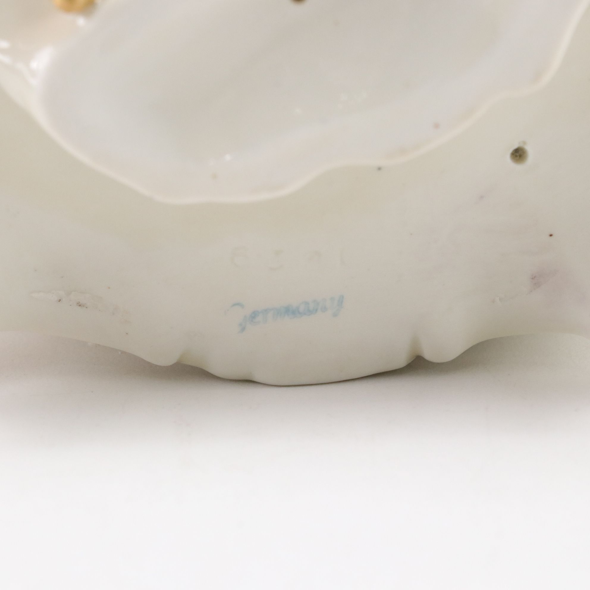 German Franz Witter Lace Porcelain Figurine with Irish Dresden "The Love Letter"