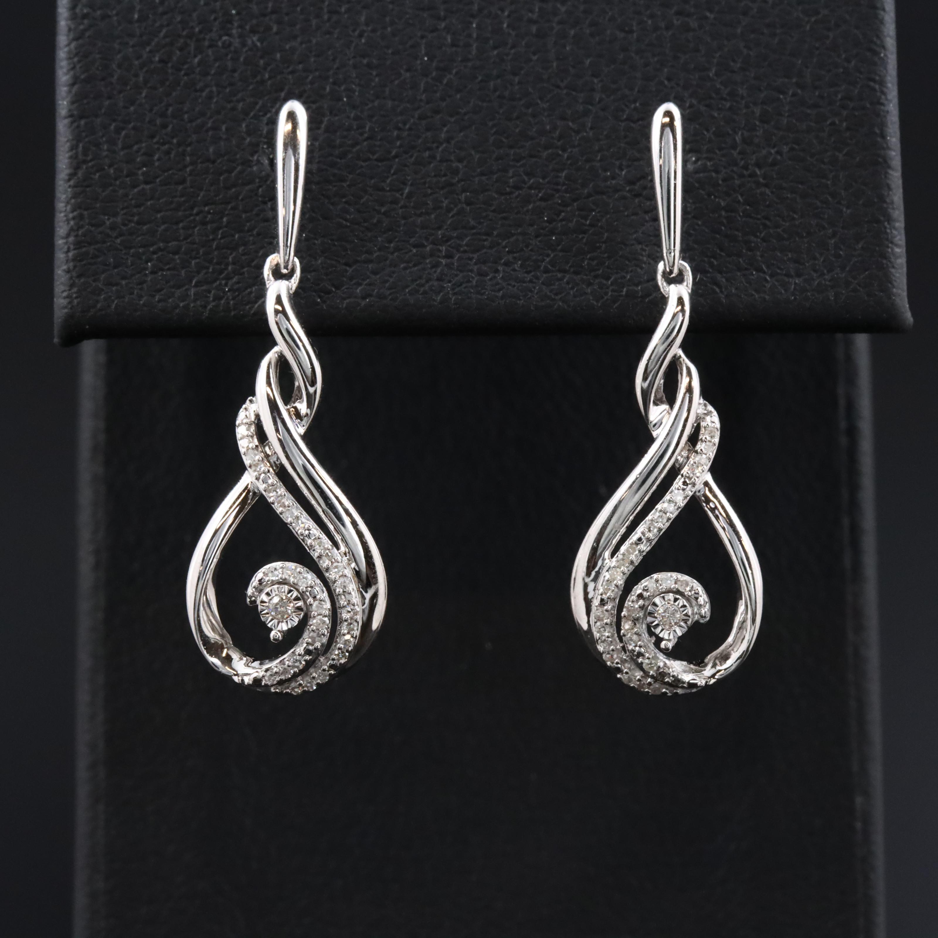 Sterling Diamond Drop Earrings