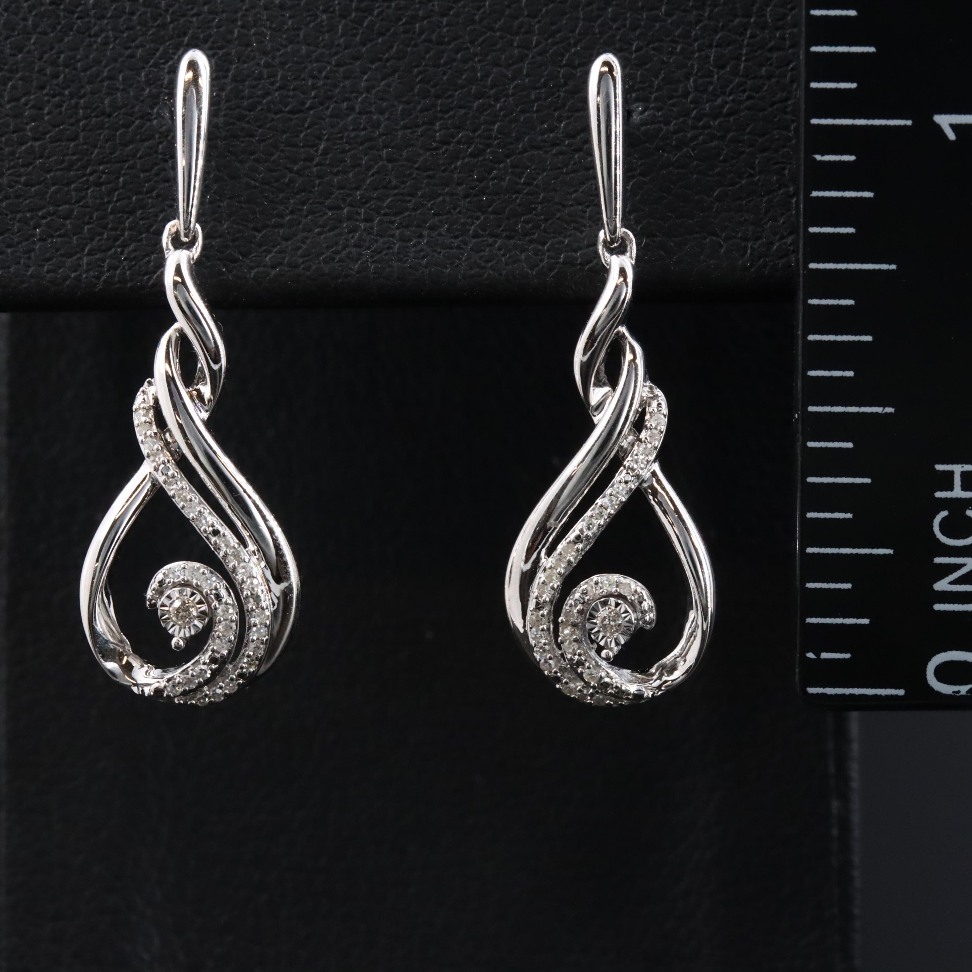 Sterling Diamond Drop Earrings