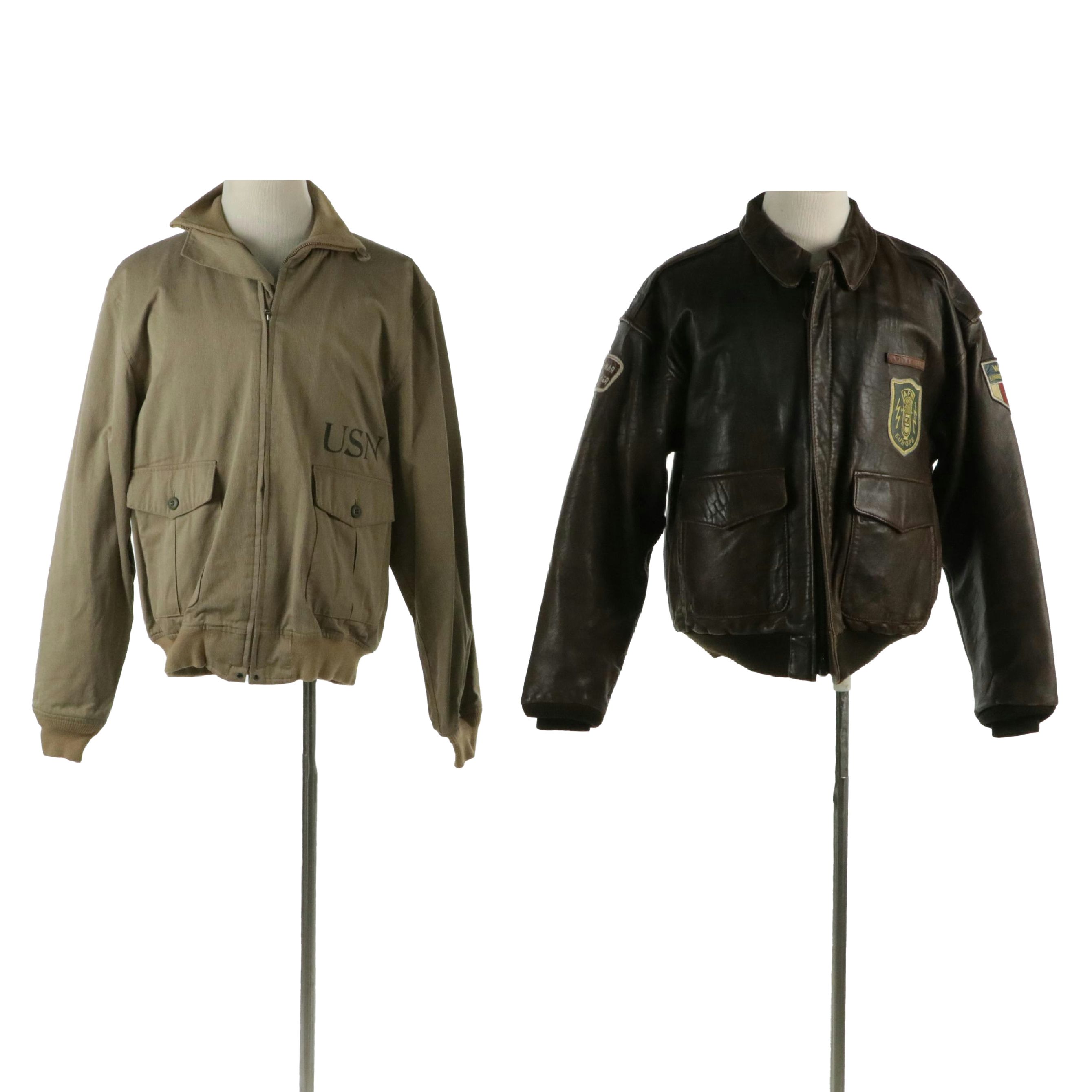 Men's Will & Geiger and Avirex Limited Brown Leather Bomber Jacket & Zip Jacket