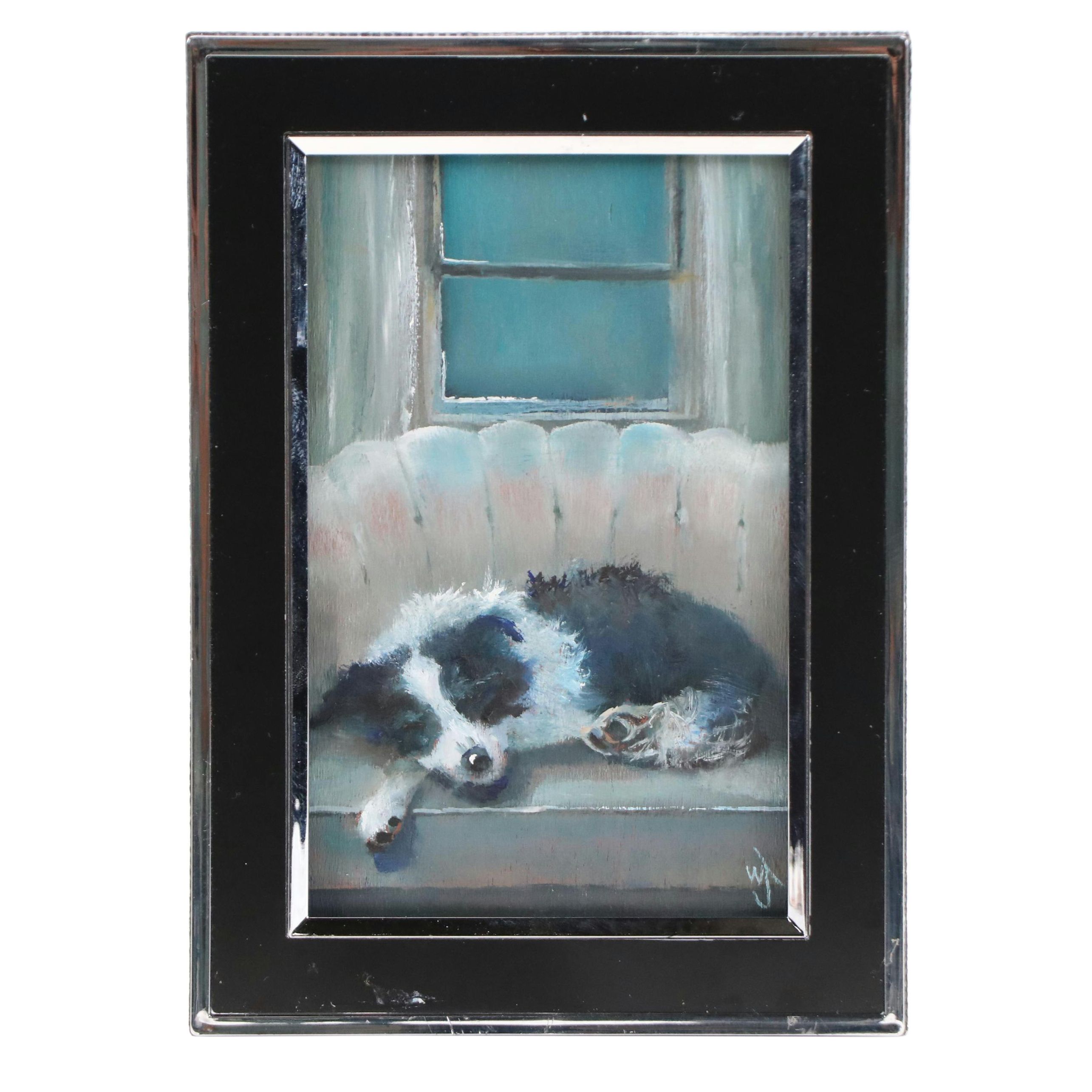 William Jamison Oil Painting of a Dog "Collie On The Couch," 2025