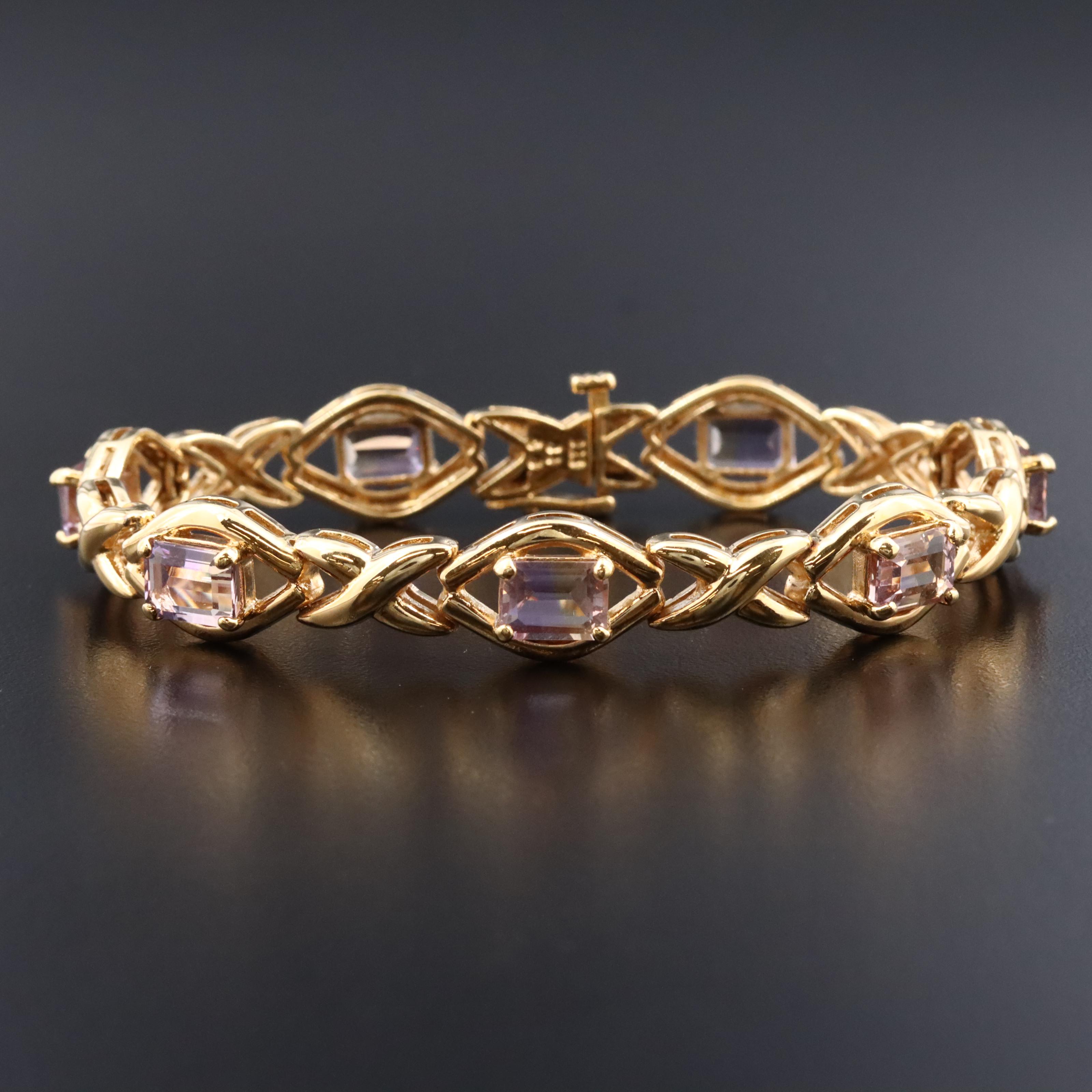 Sterling Ametrine and Amethyst Bracelet