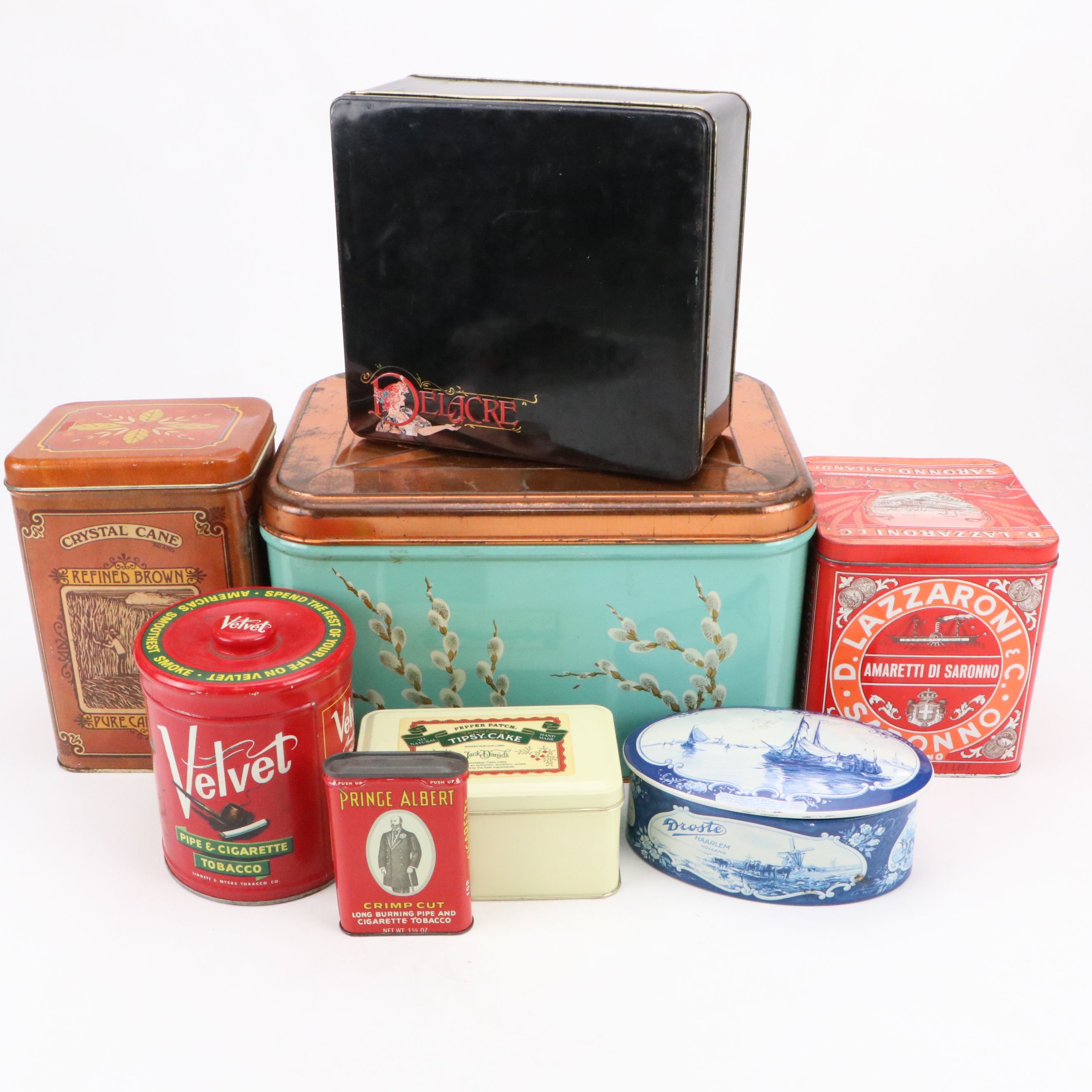 National Can Co. Tin Bread Box with Velvet Tobacco Can and More Canisters