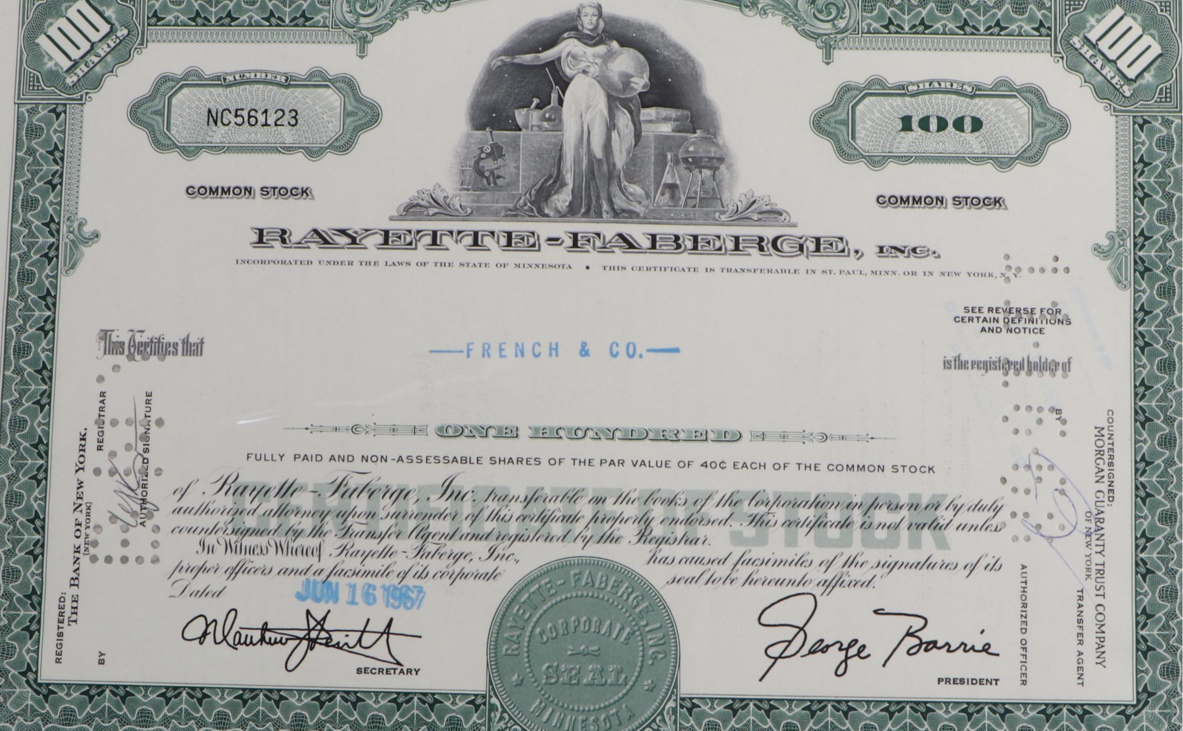 Foremost Dairies, Calumet & Hecla and Rayette-Faberge Stock Certificates, 1967
