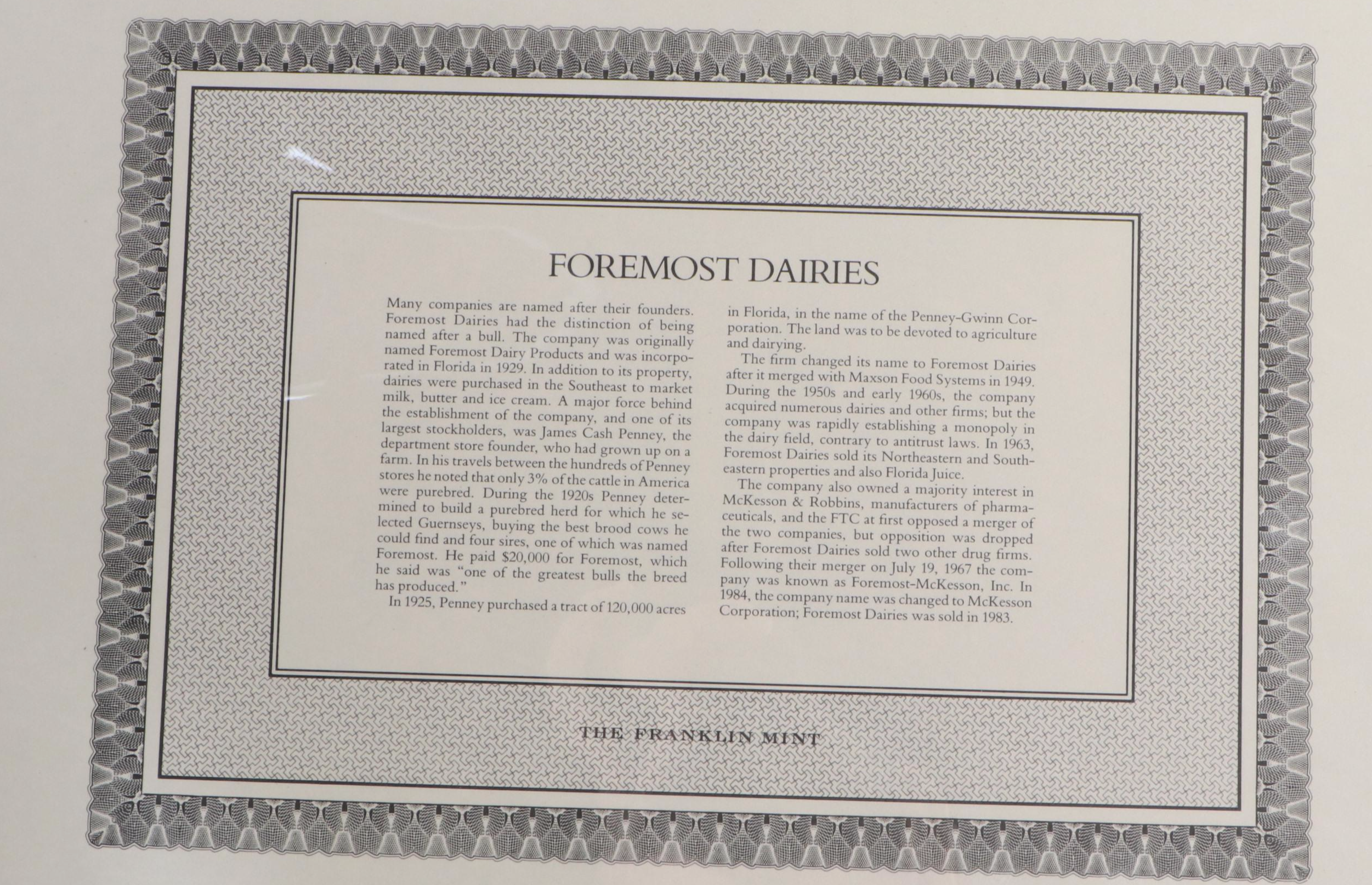 Foremost Dairies, Calumet & Hecla and Rayette-Faberge Stock Certificates, 1967
