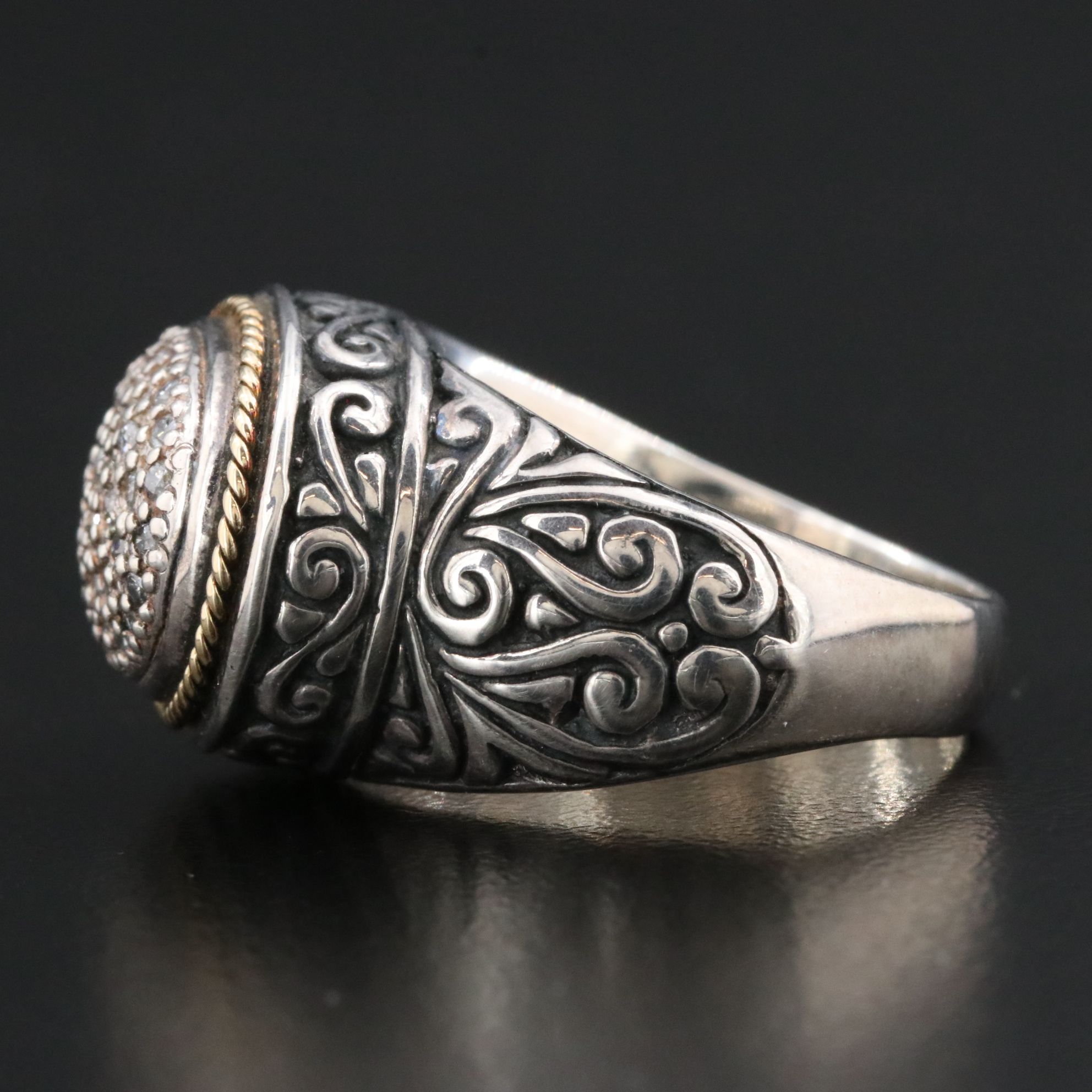 EFFY Sterling and 18K Pavé Diamond Ring