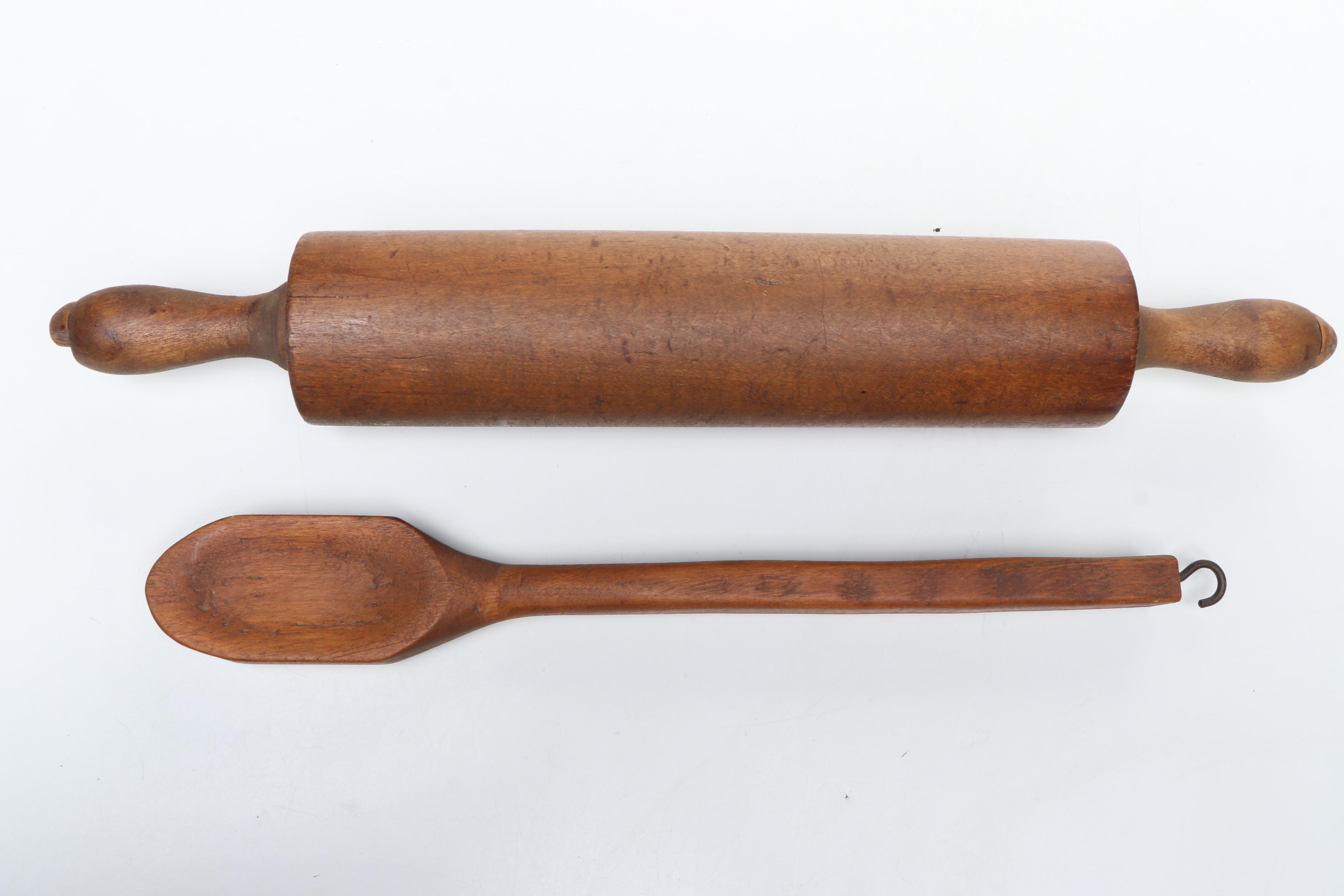 Edison Electric Hotpoint Toaster with Wooden Kitchen Utensils and Pie Pan