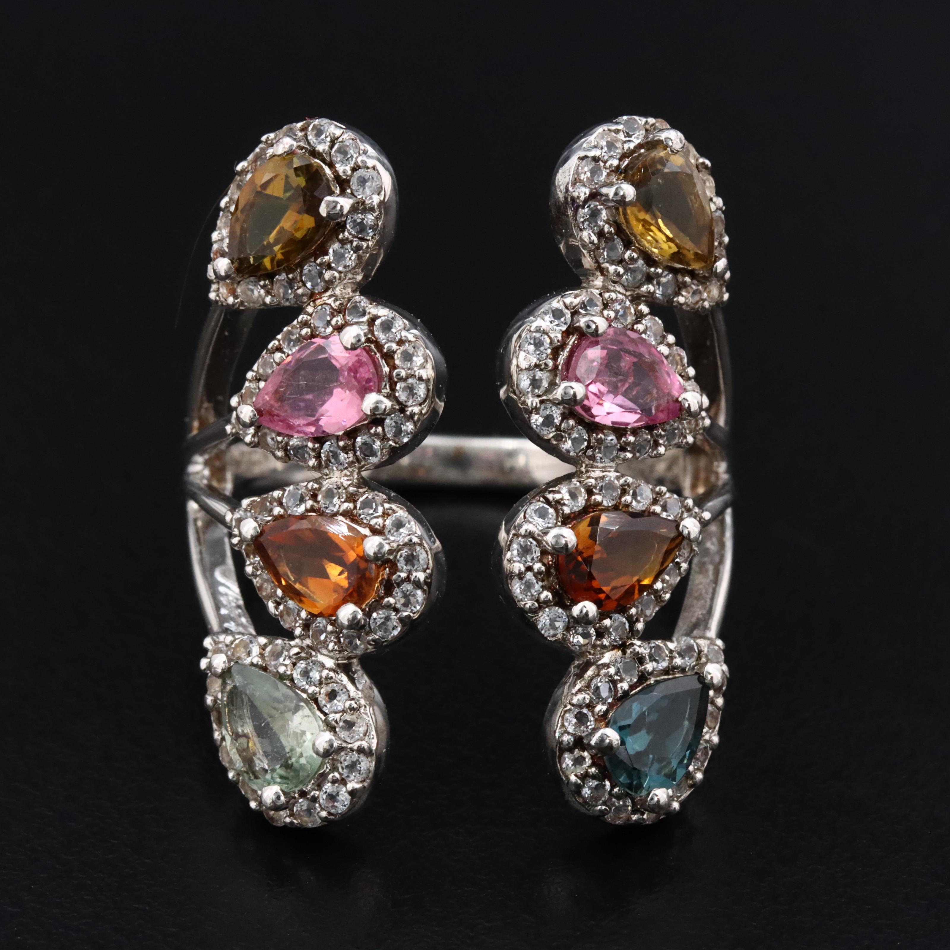 Sterling Tourmaline and White Topaz Ring