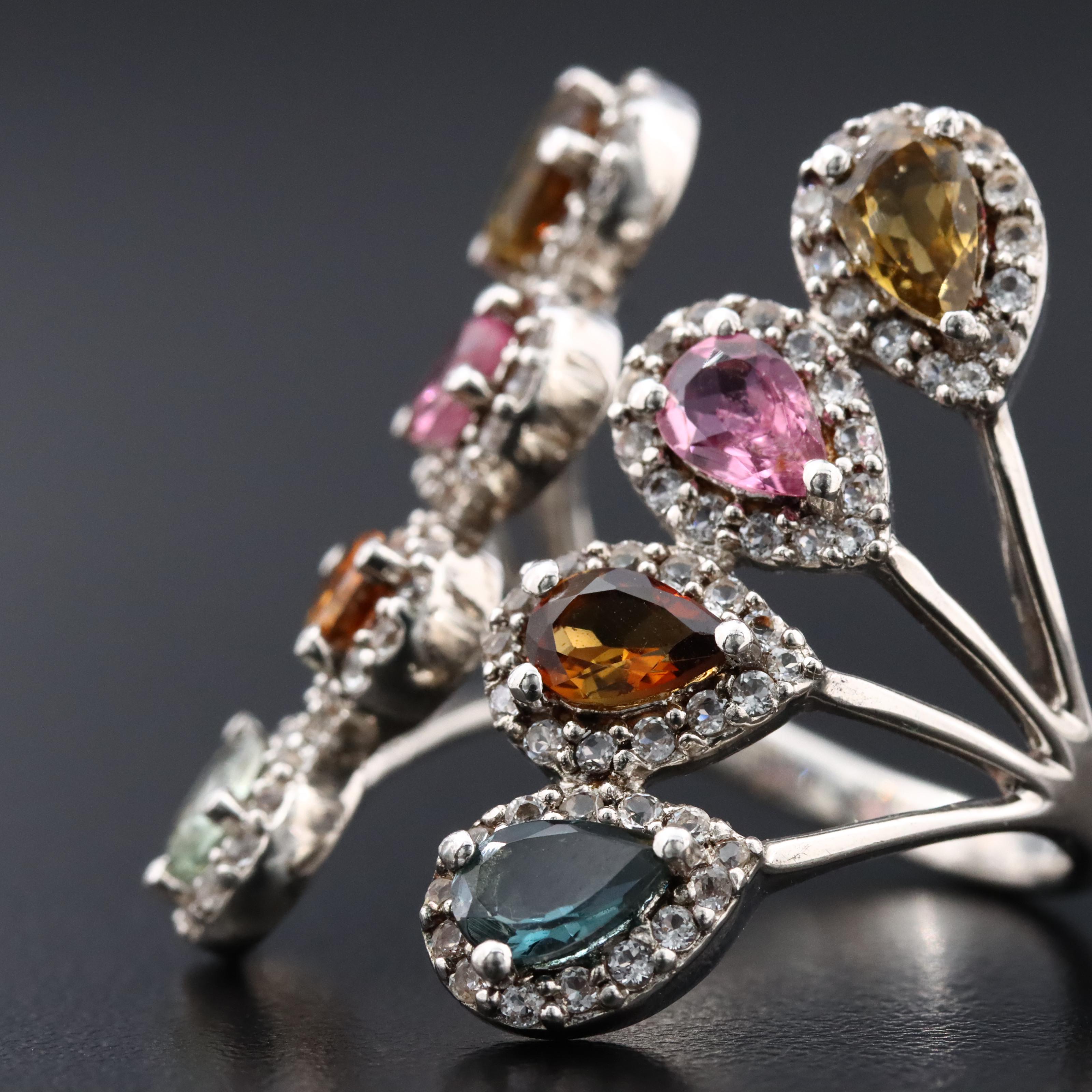 Sterling Tourmaline and White Topaz Ring