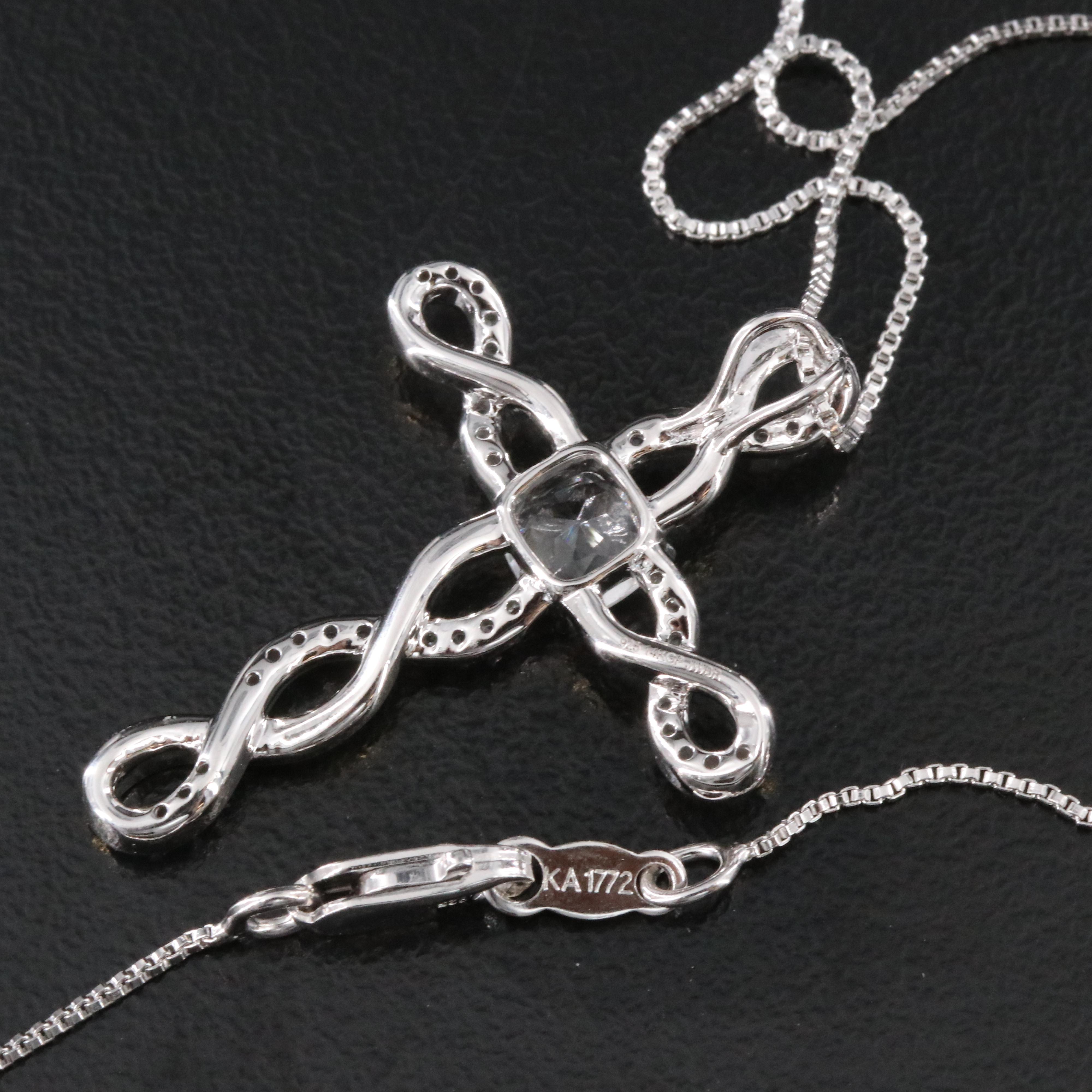 Sterling White Sapphire Cross Necklace