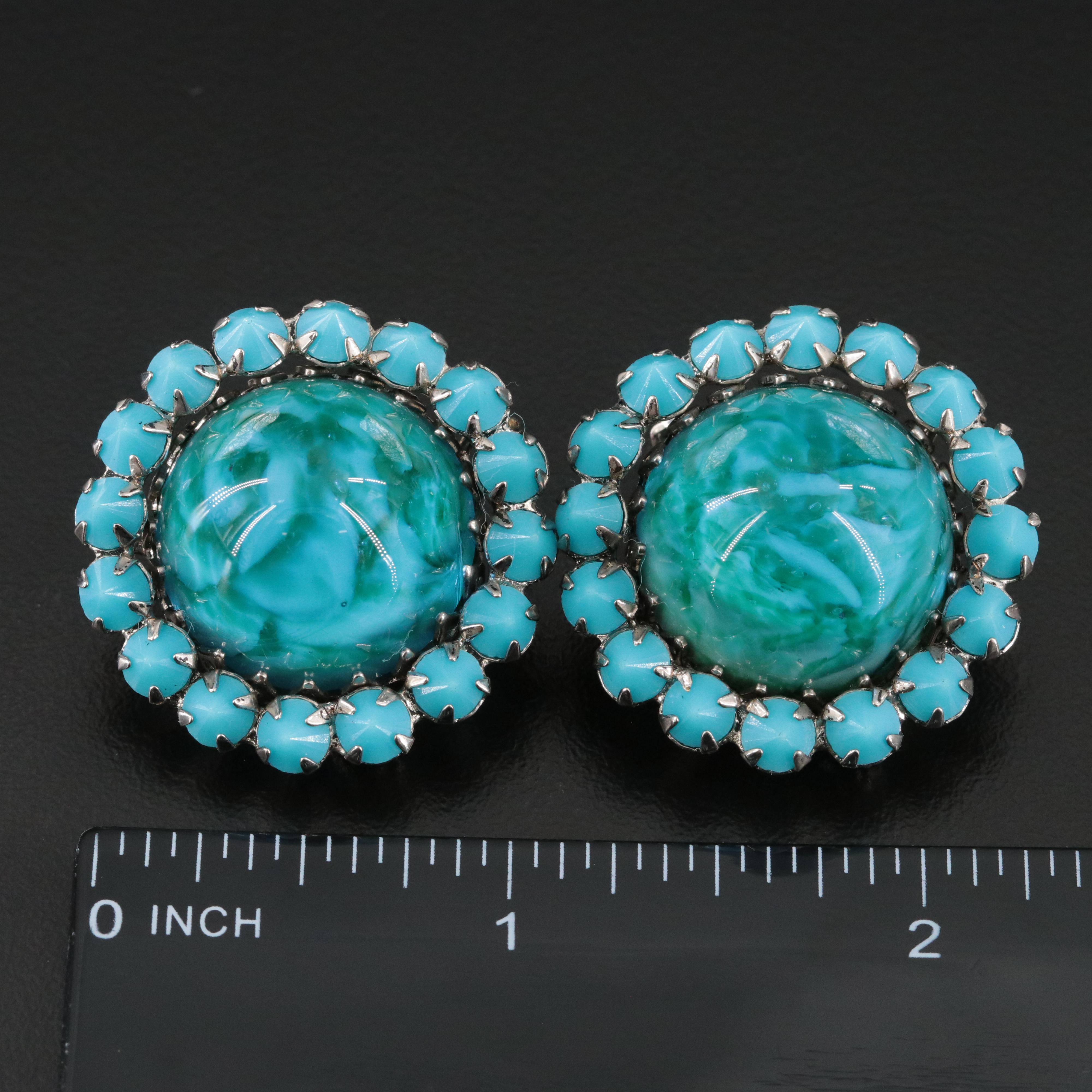Vintage Glass Floral and Bead Earrings