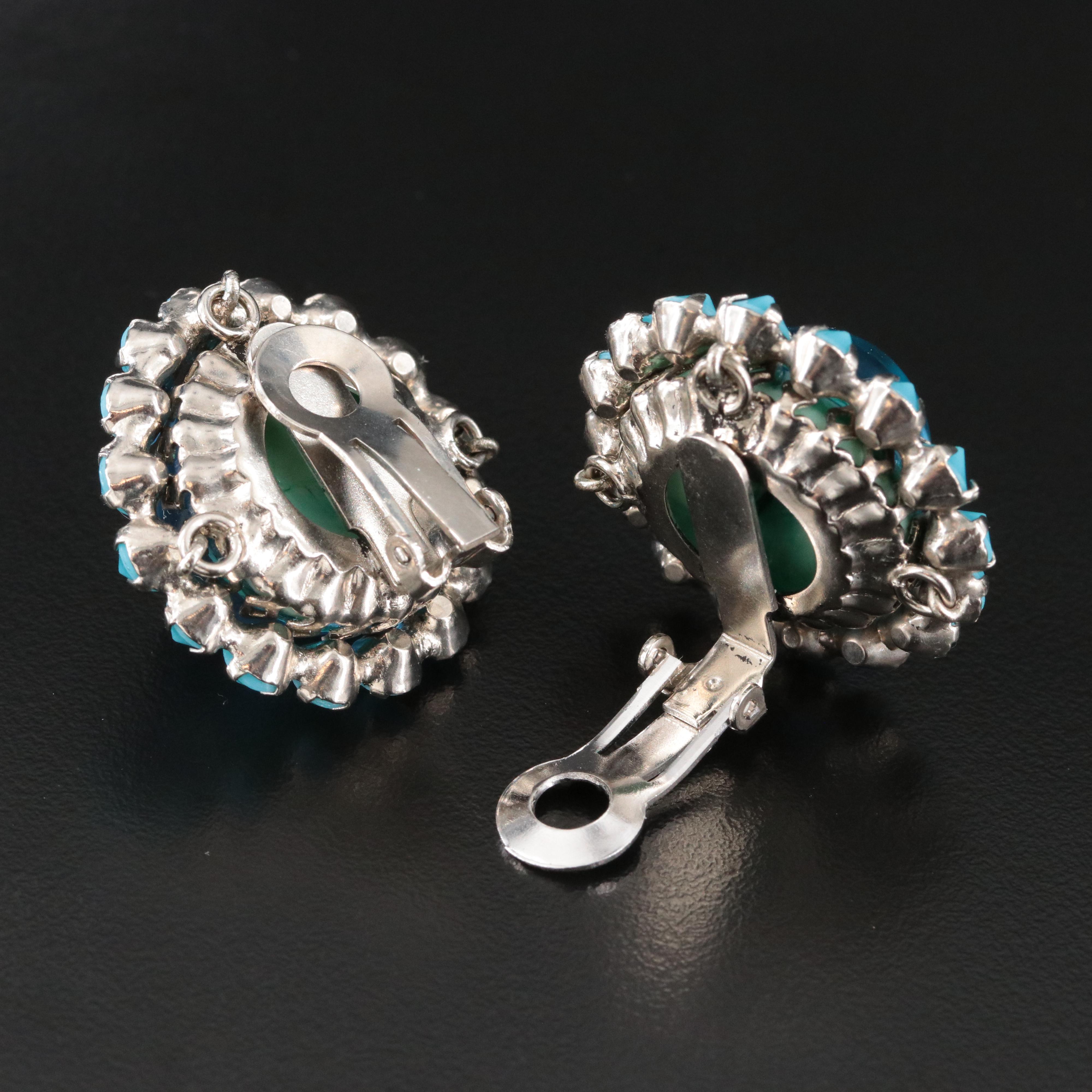 Vintage Glass Floral and Bead Earrings