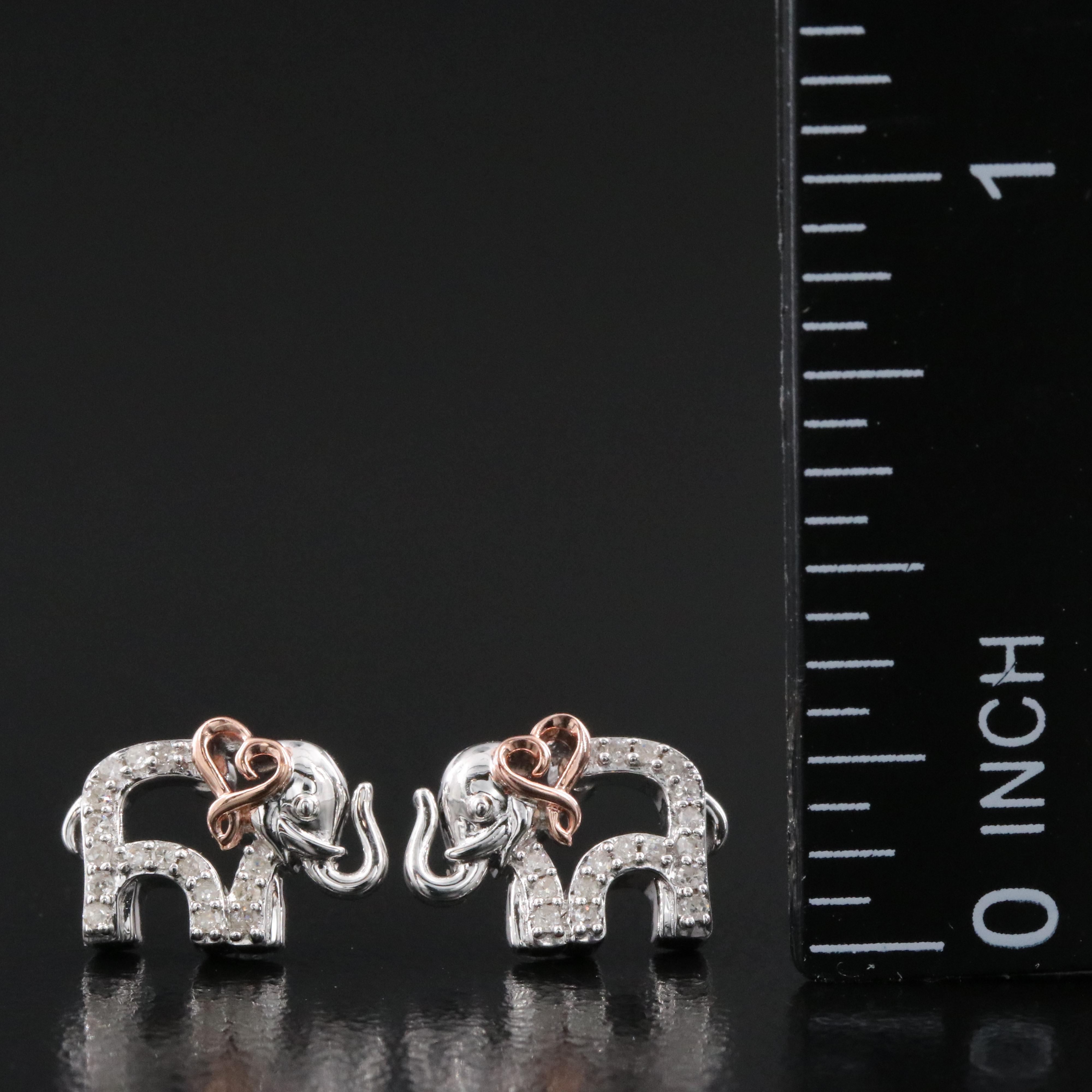 Hallmark Sterling Diamond Elephant Earrings