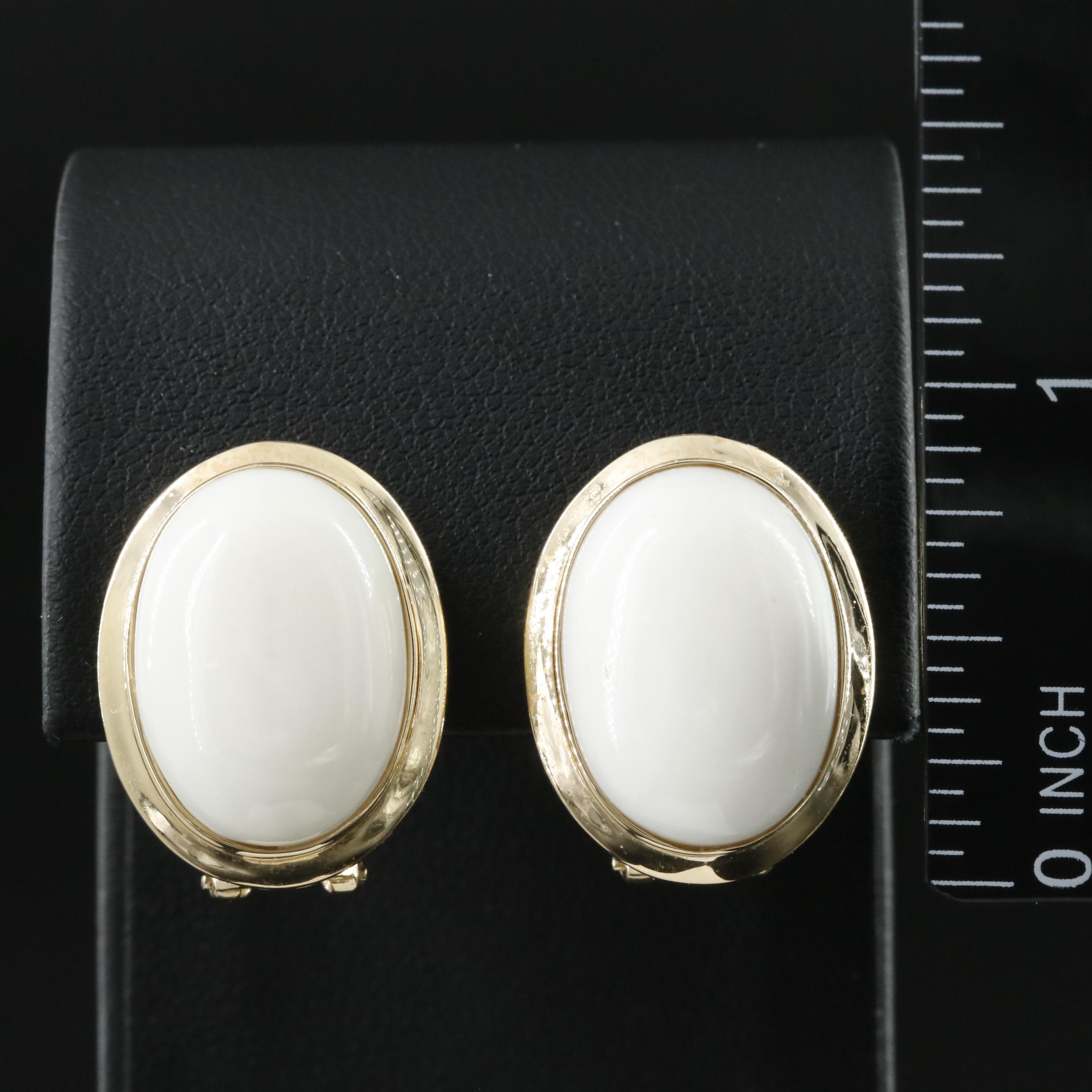 14K Coral Bezel Set Earrings