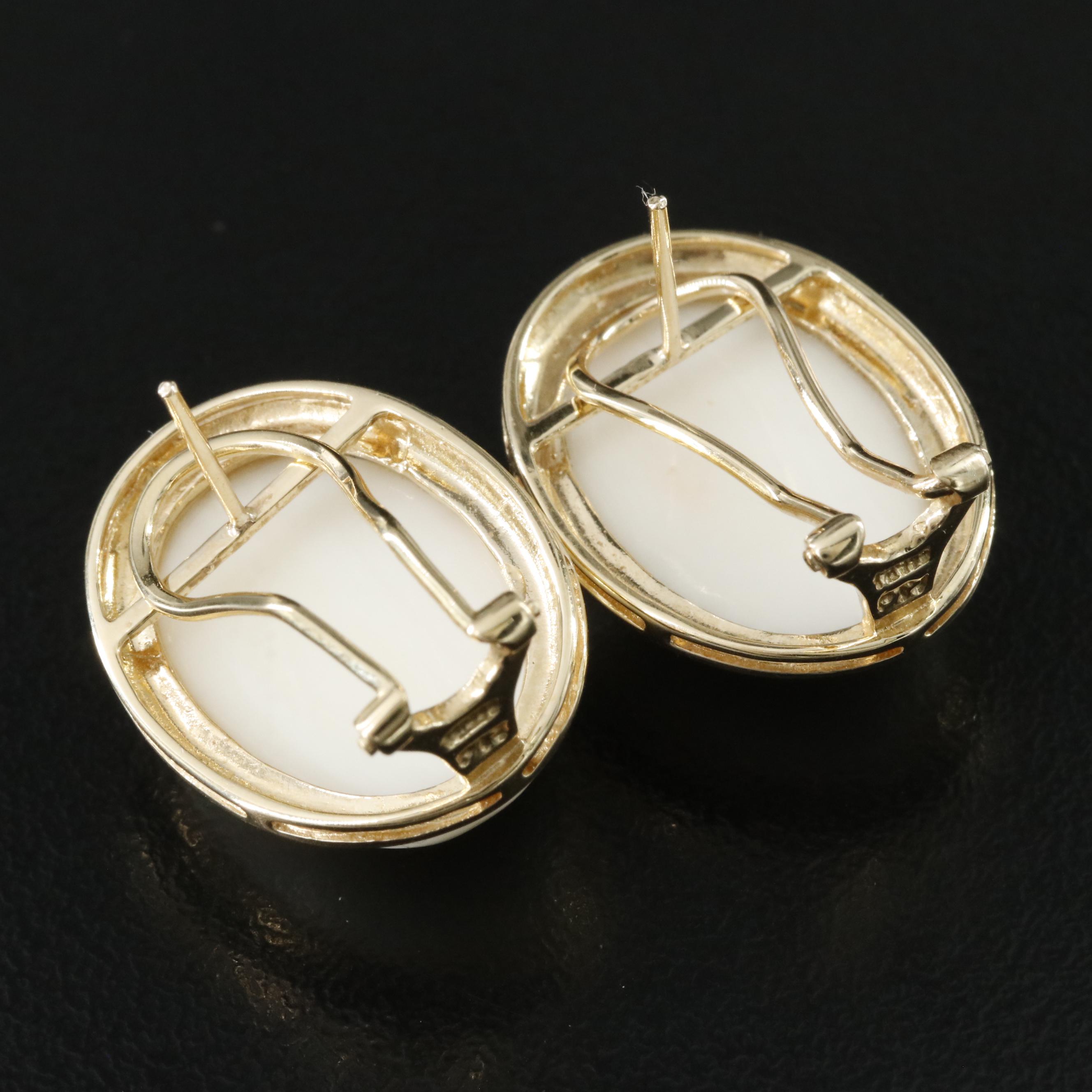 14K Coral Bezel Set Earrings