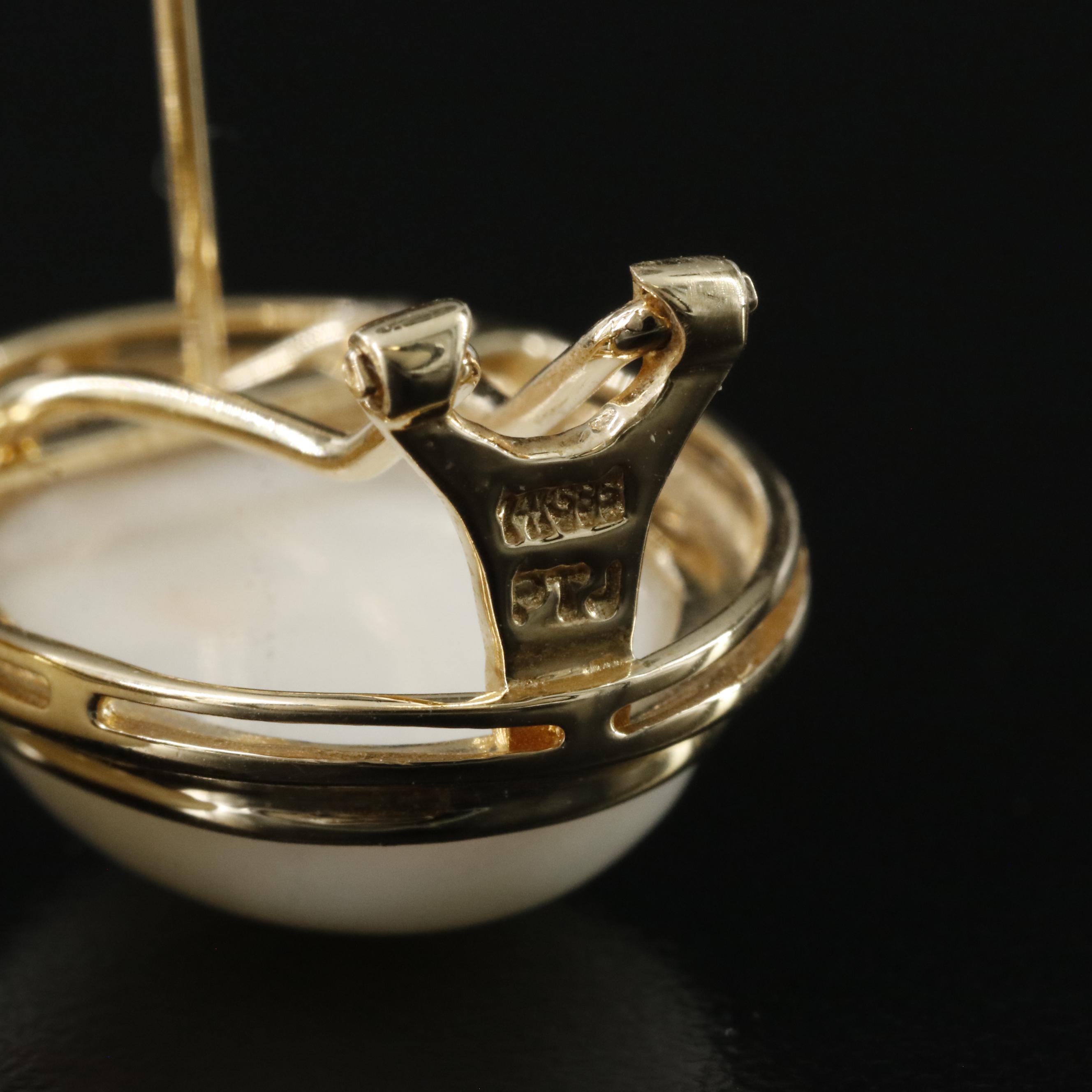 14K Coral Bezel Set Earrings