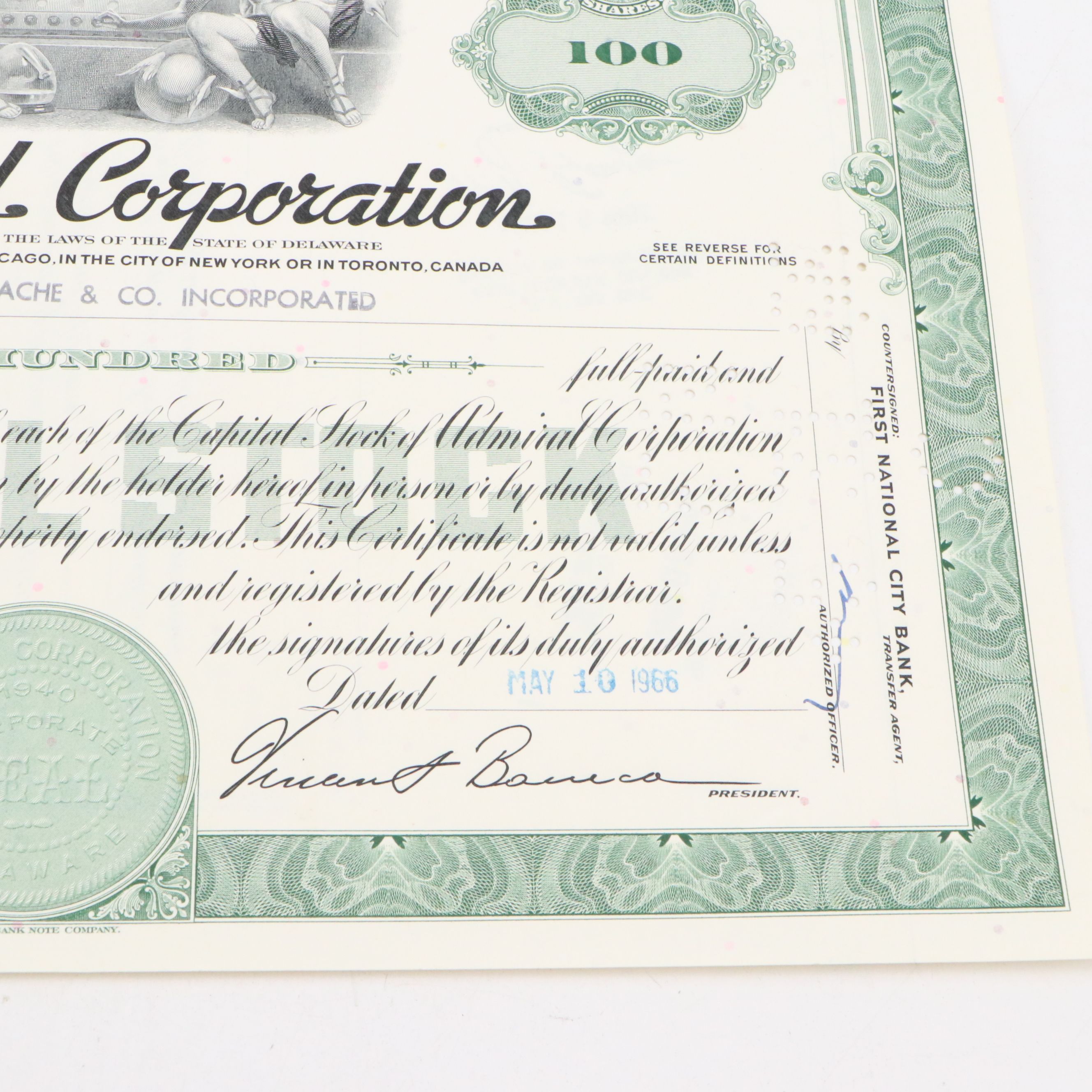 1863 George Opdyke Signed Election Expenses Check with Stock Certificates