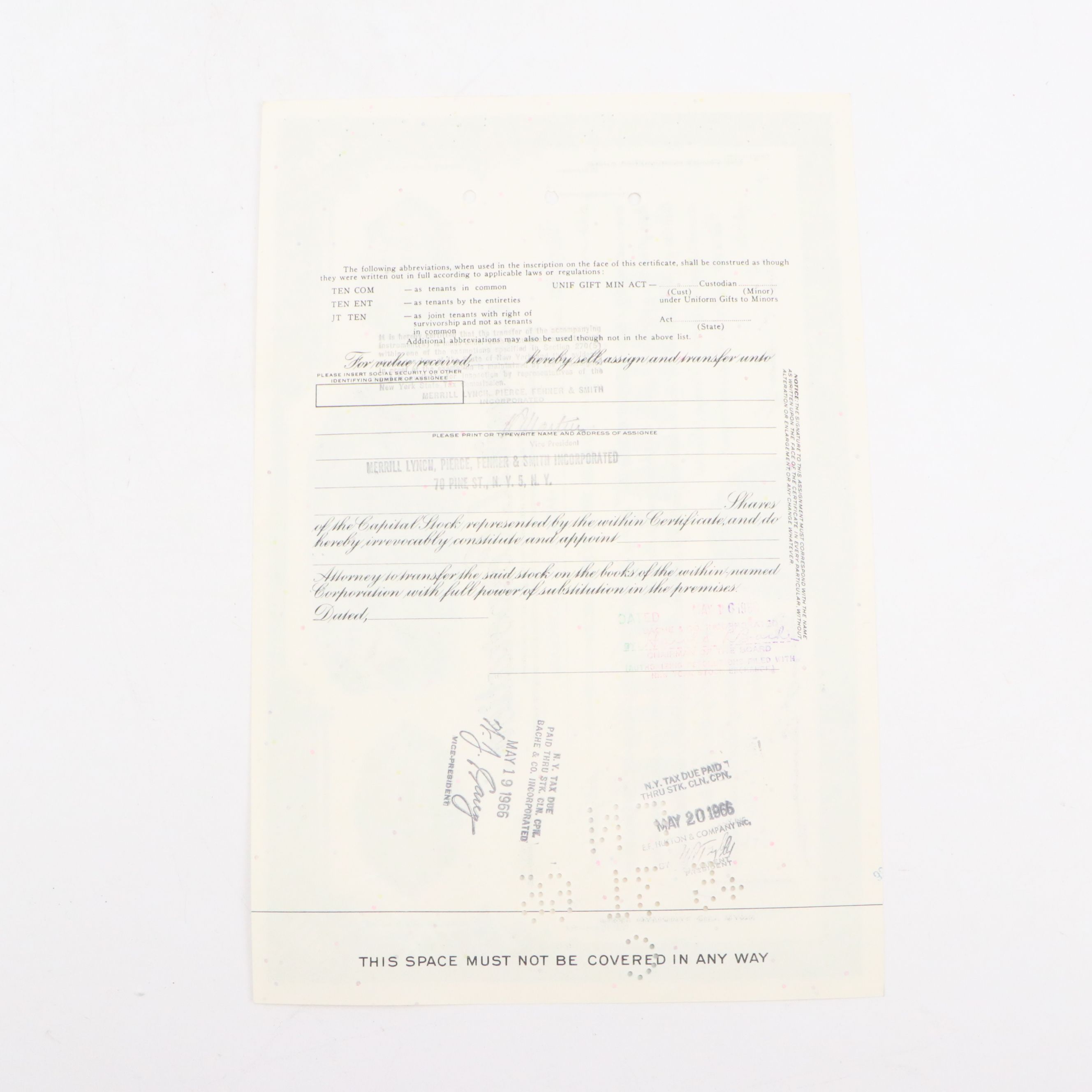 1863 George Opdyke Signed Election Expenses Check with Stock Certificates