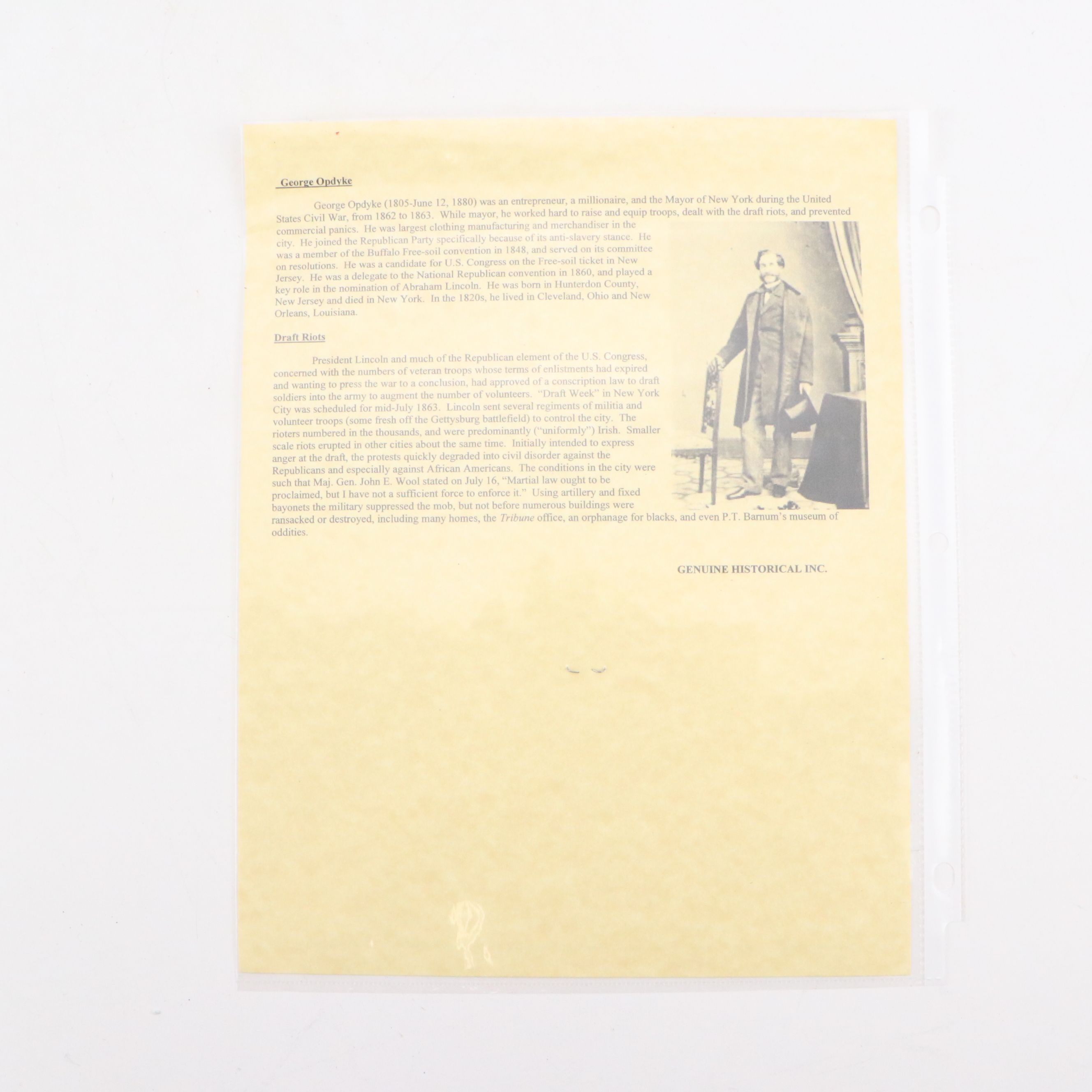 1863 George Opdyke Signed Election Expenses Check with Stock Certificates