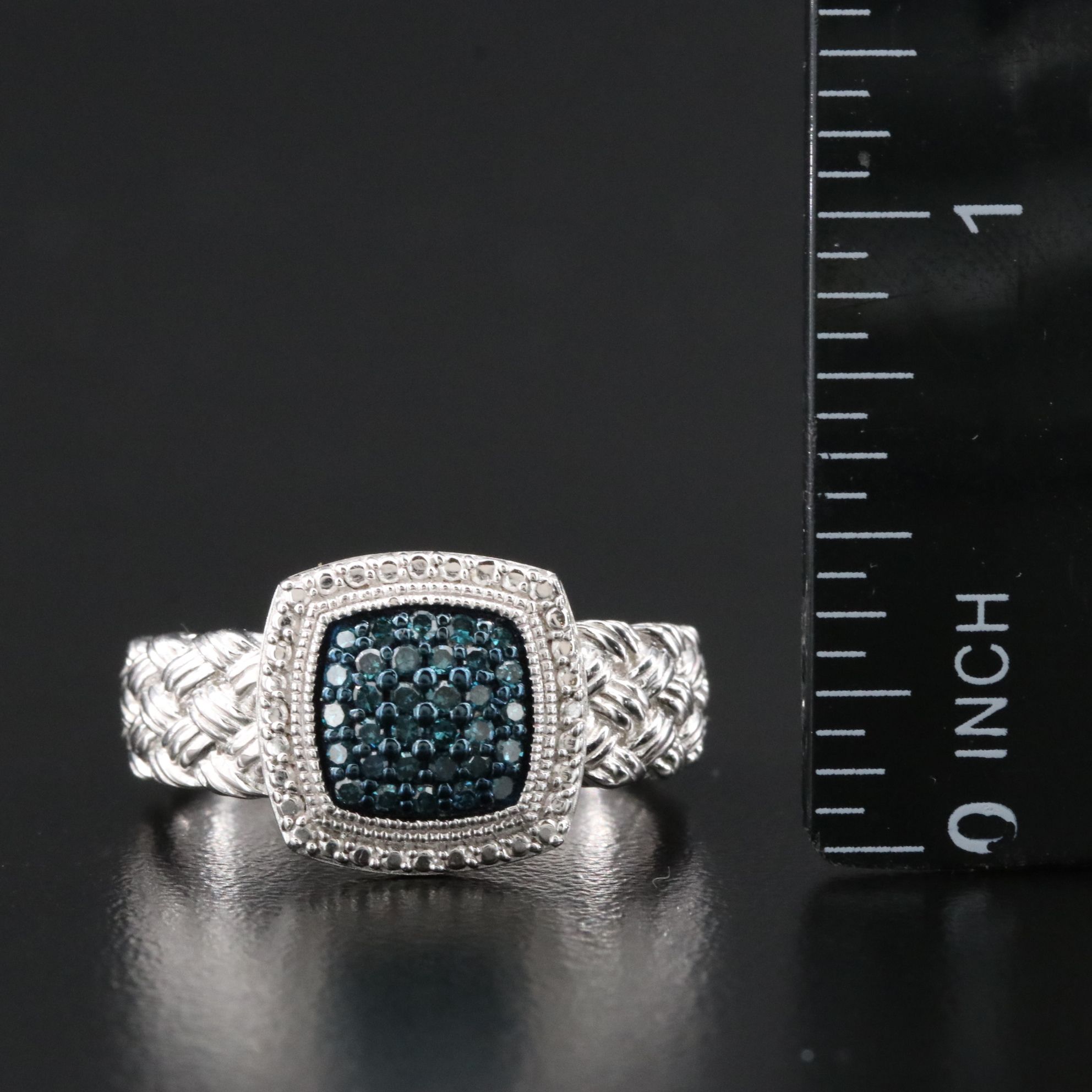 Sterling Lab Grown Fancy Blue Diamond Ring