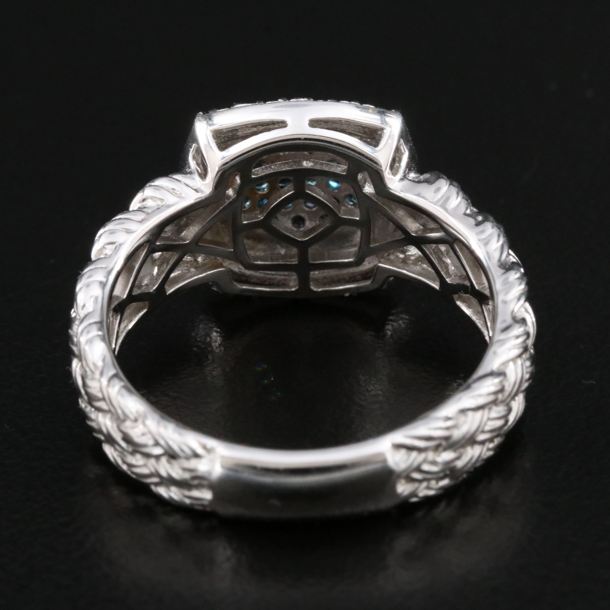 Sterling Lab Grown Fancy Blue Diamond Ring