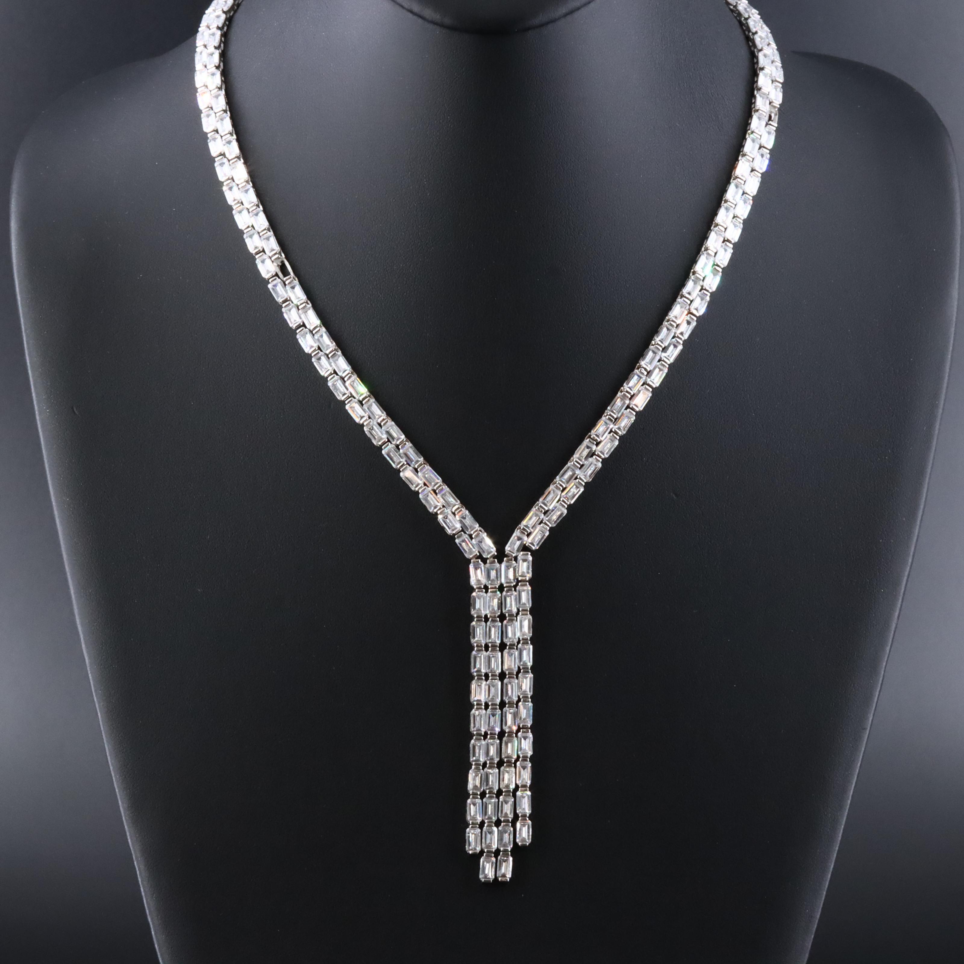 Sterling CZ Fringe Necklace