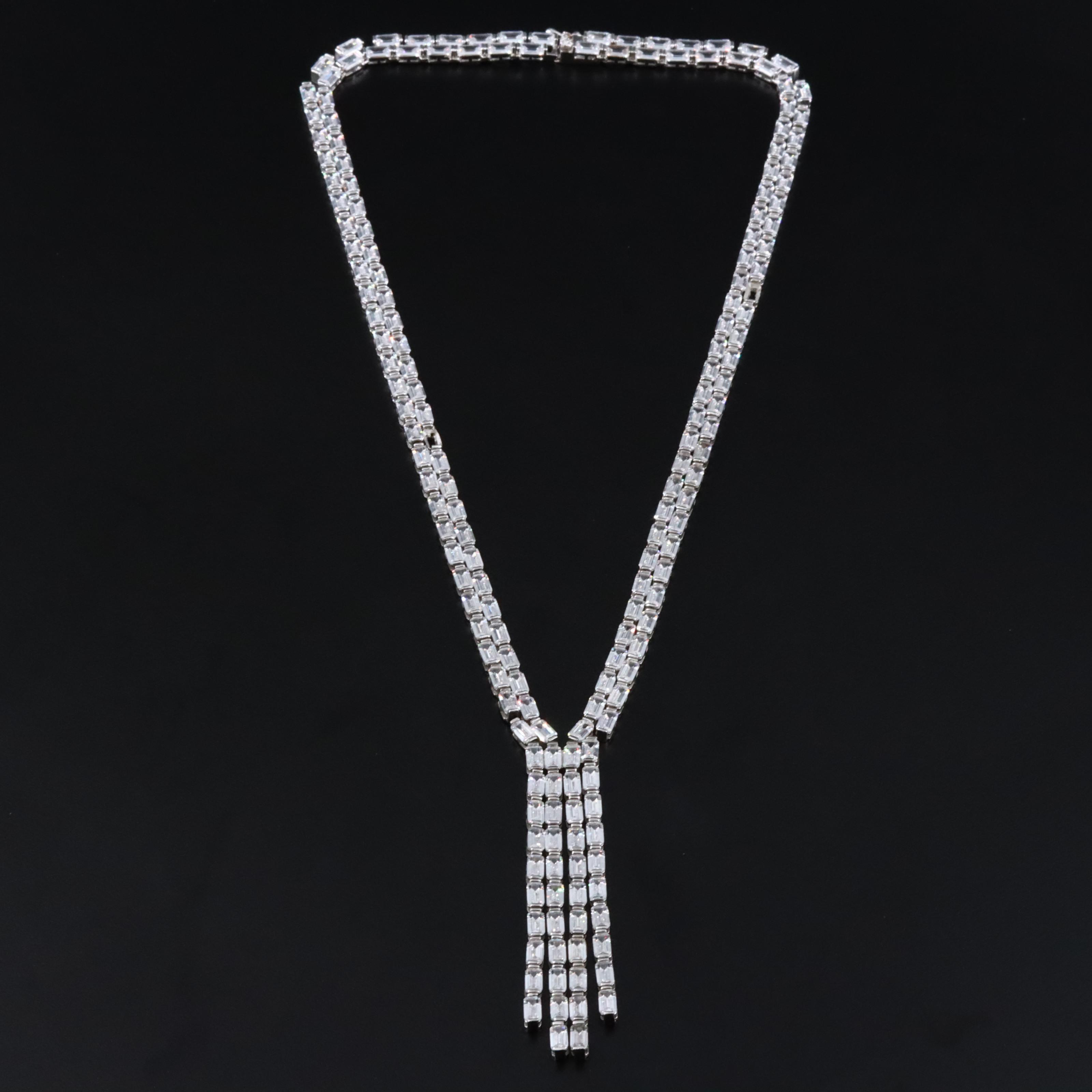 Sterling CZ Fringe Necklace