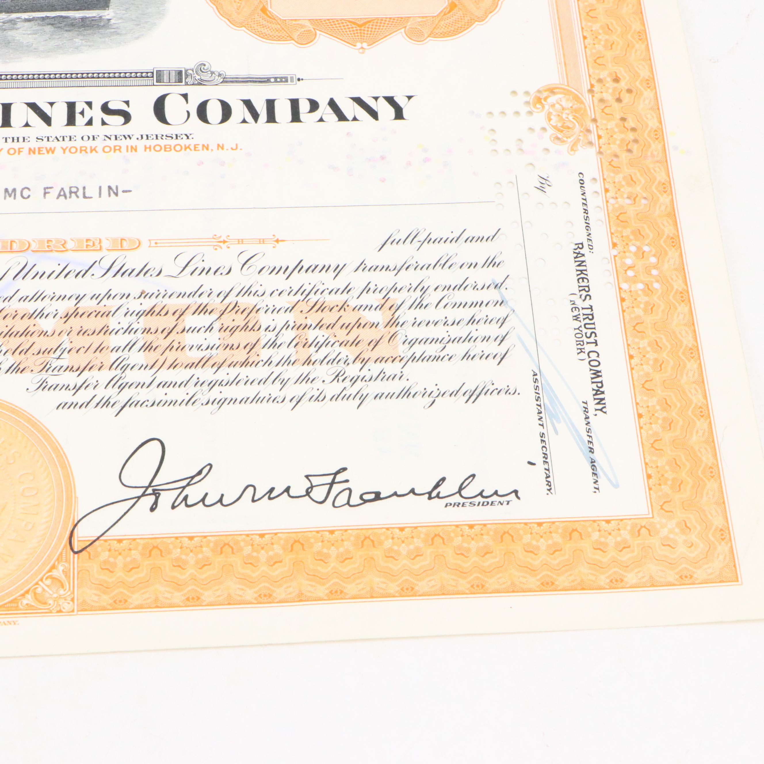1961 Sterling Precision and 1954 United States Lines Company Stock Certificates