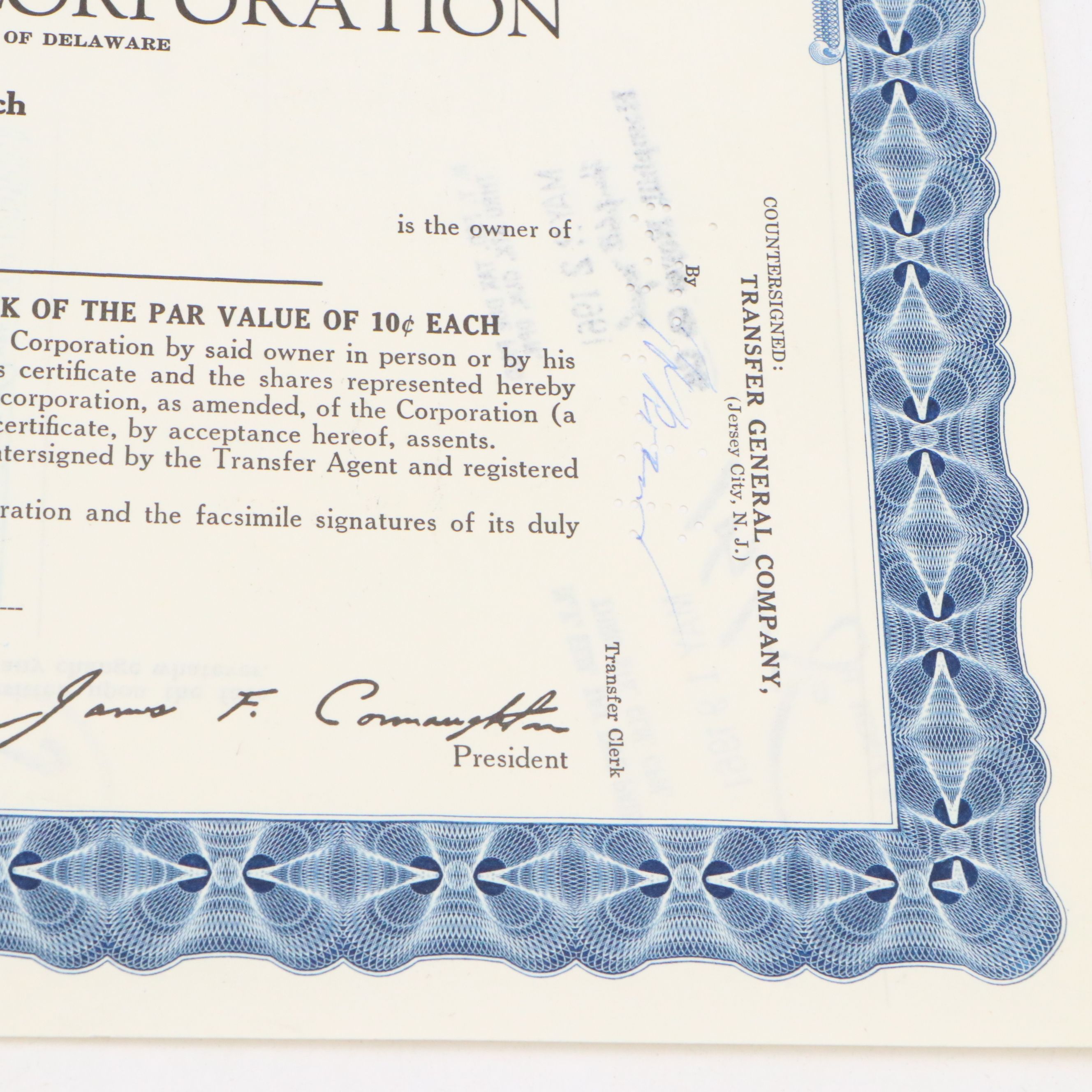 1961 Sterling Precision and 1954 United States Lines Company Stock Certificates