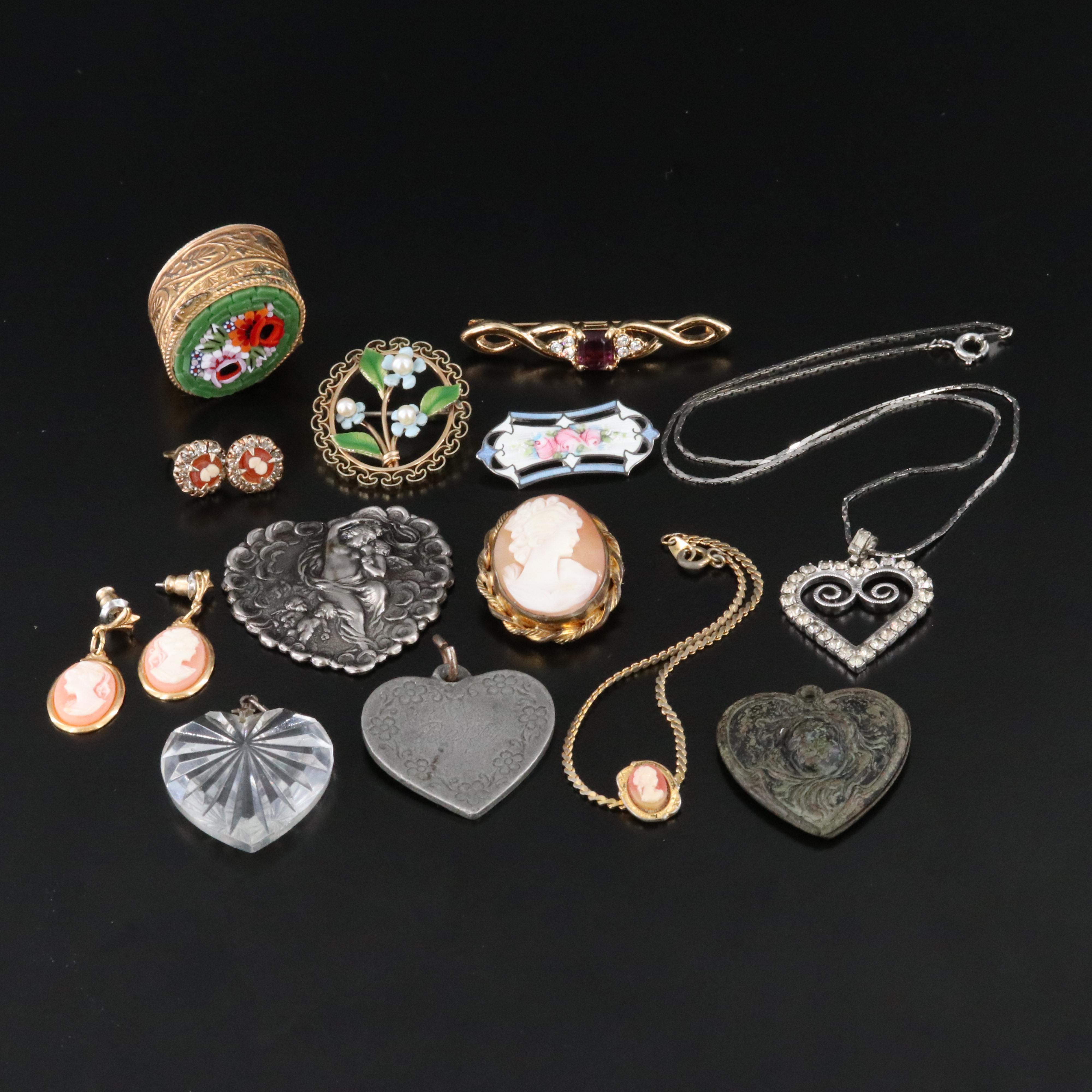 Antique and Vintage Hearts and Cameo Collection Featuring Krementz