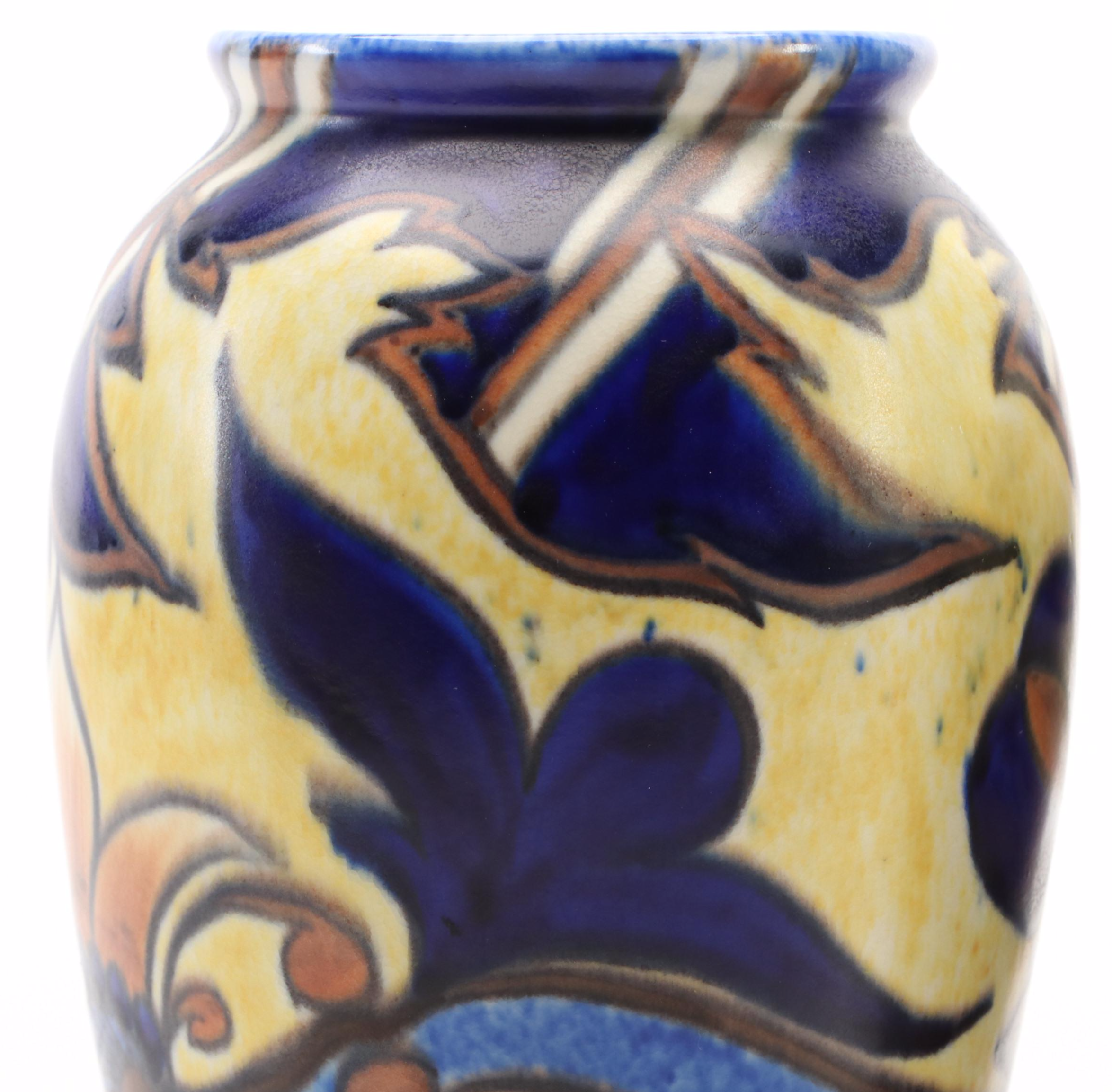 Pair of Clews  & Co. Chameleon Ware Hand-Painted Ceramic Vases