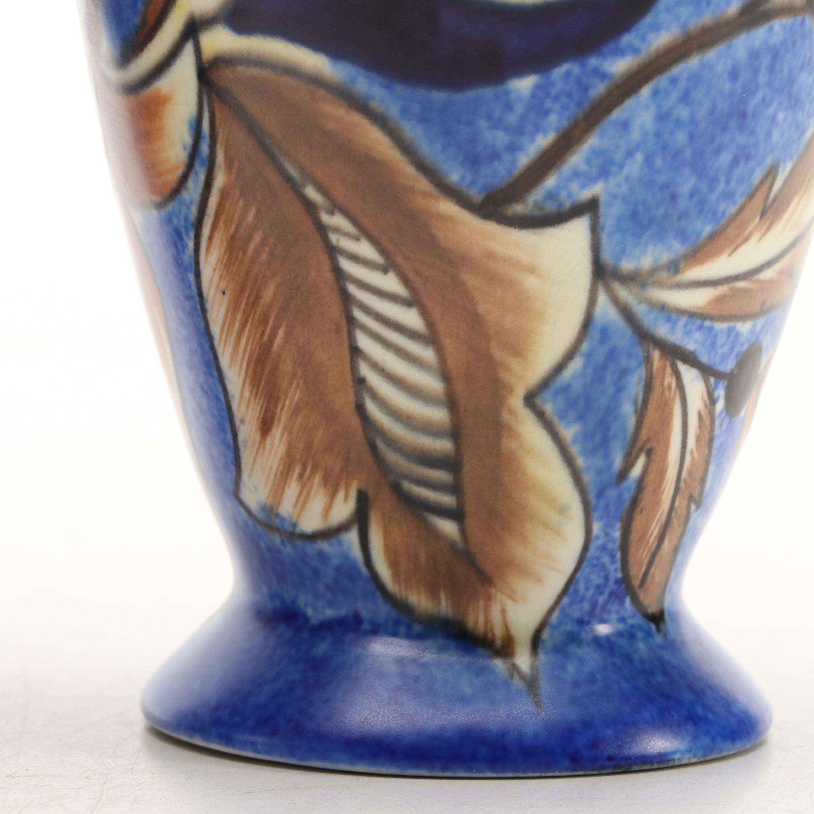 Pair of Clews  & Co. Chameleon Ware Hand-Painted Ceramic Vases