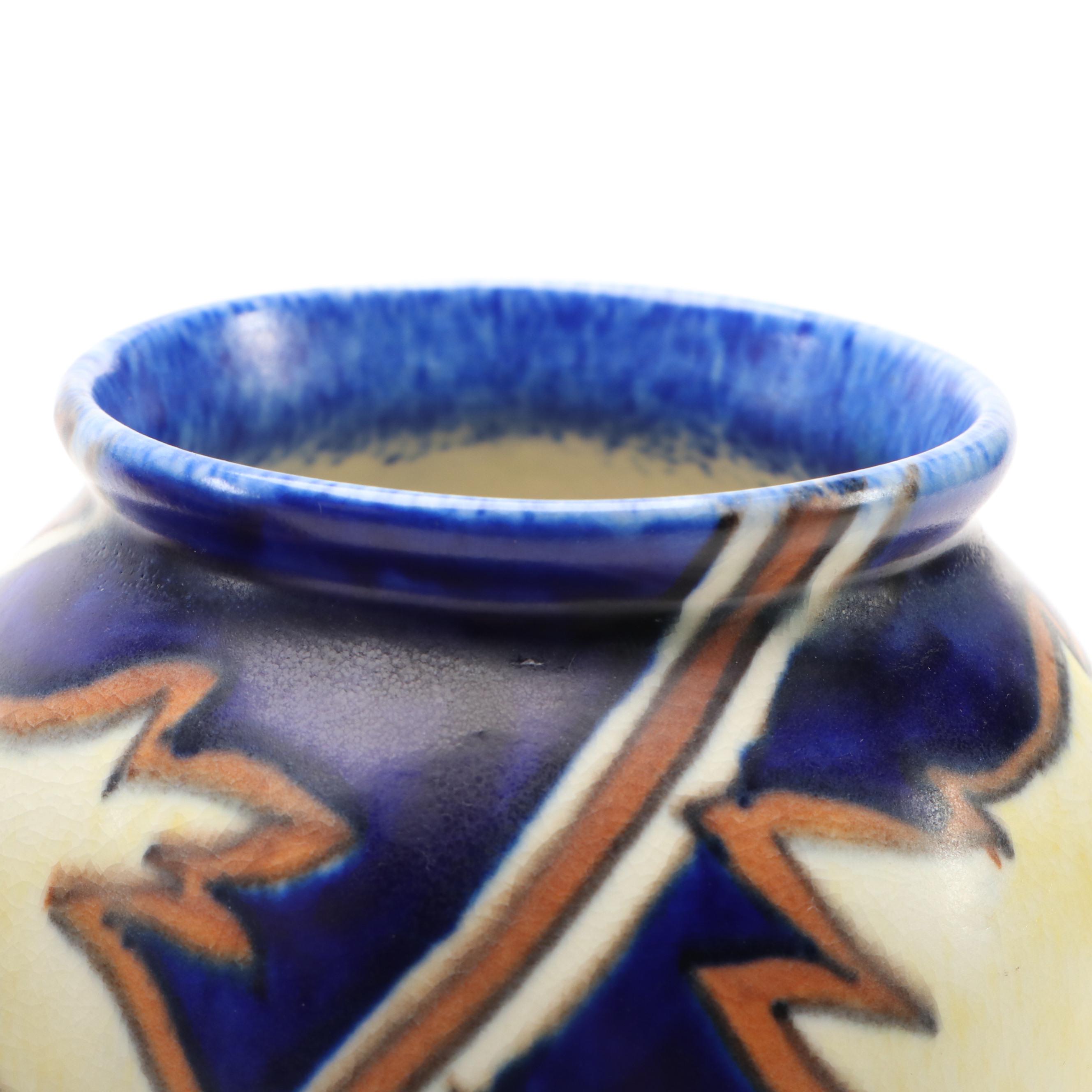 Pair of Clews  & Co. Chameleon Ware Hand-Painted Ceramic Vases