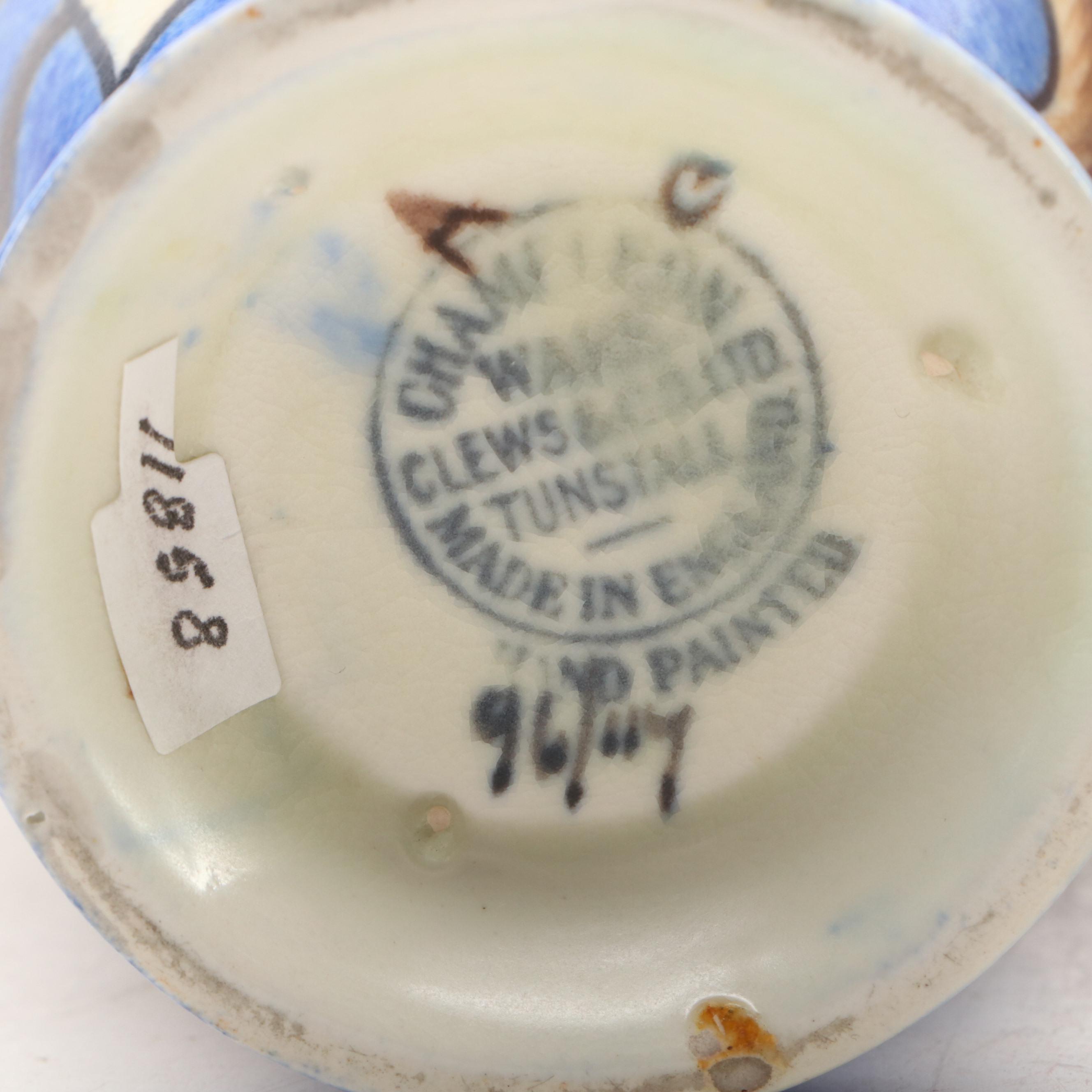 Pair of Clews  & Co. Chameleon Ware Hand-Painted Ceramic Vases