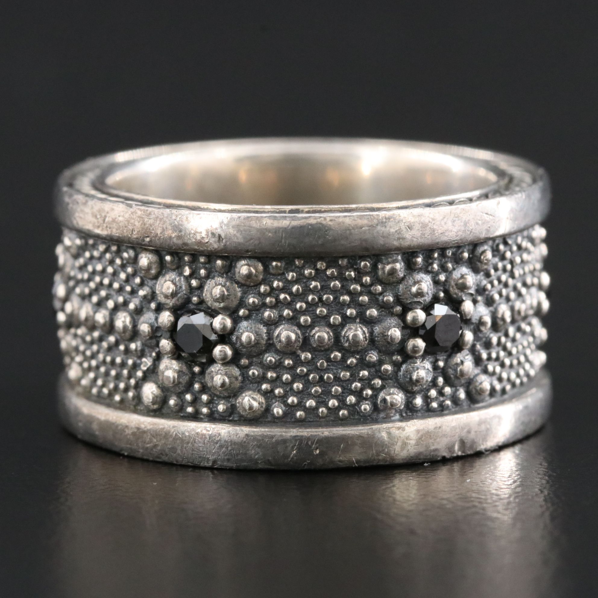 David Yurman Midnight Melange Sterling and 0.48 CTW Black Diamond Band