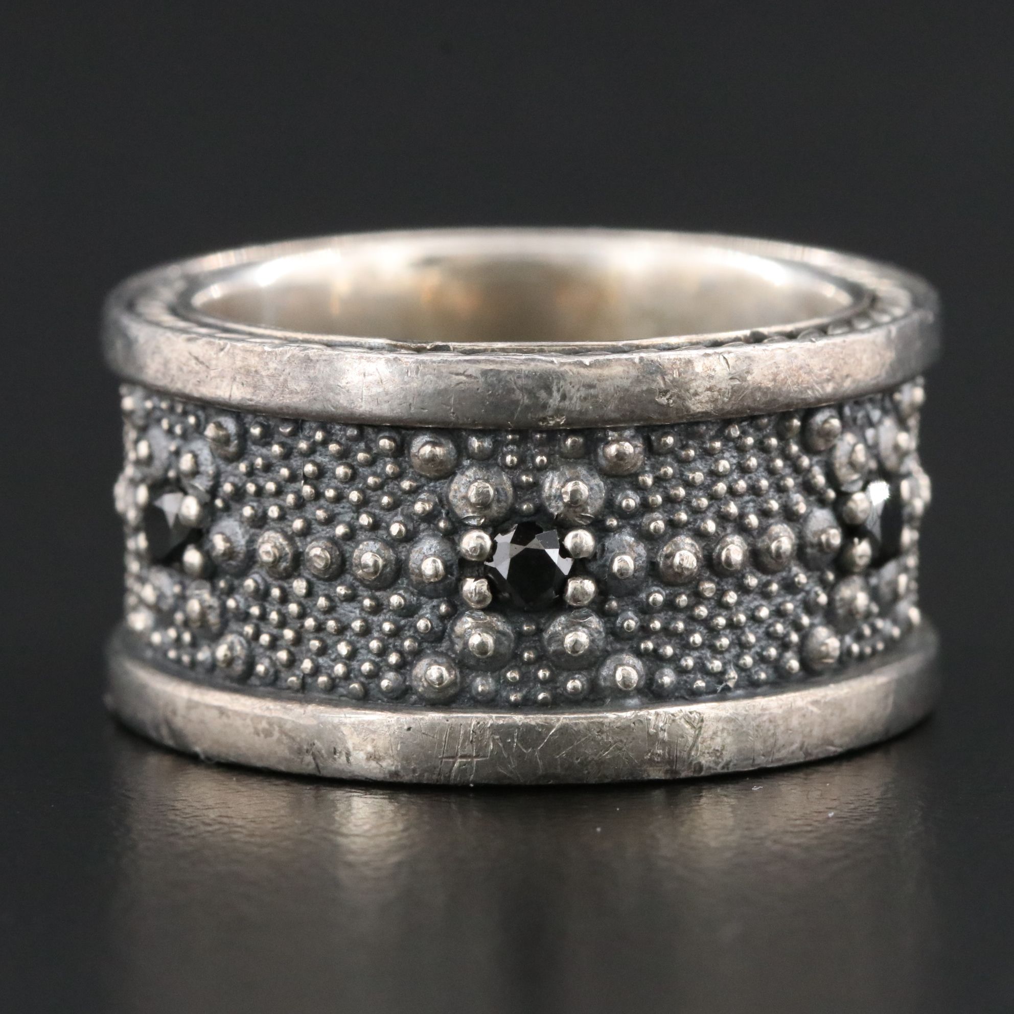 David Yurman Midnight Melange Sterling and 0.48 CTW Black Diamond Band