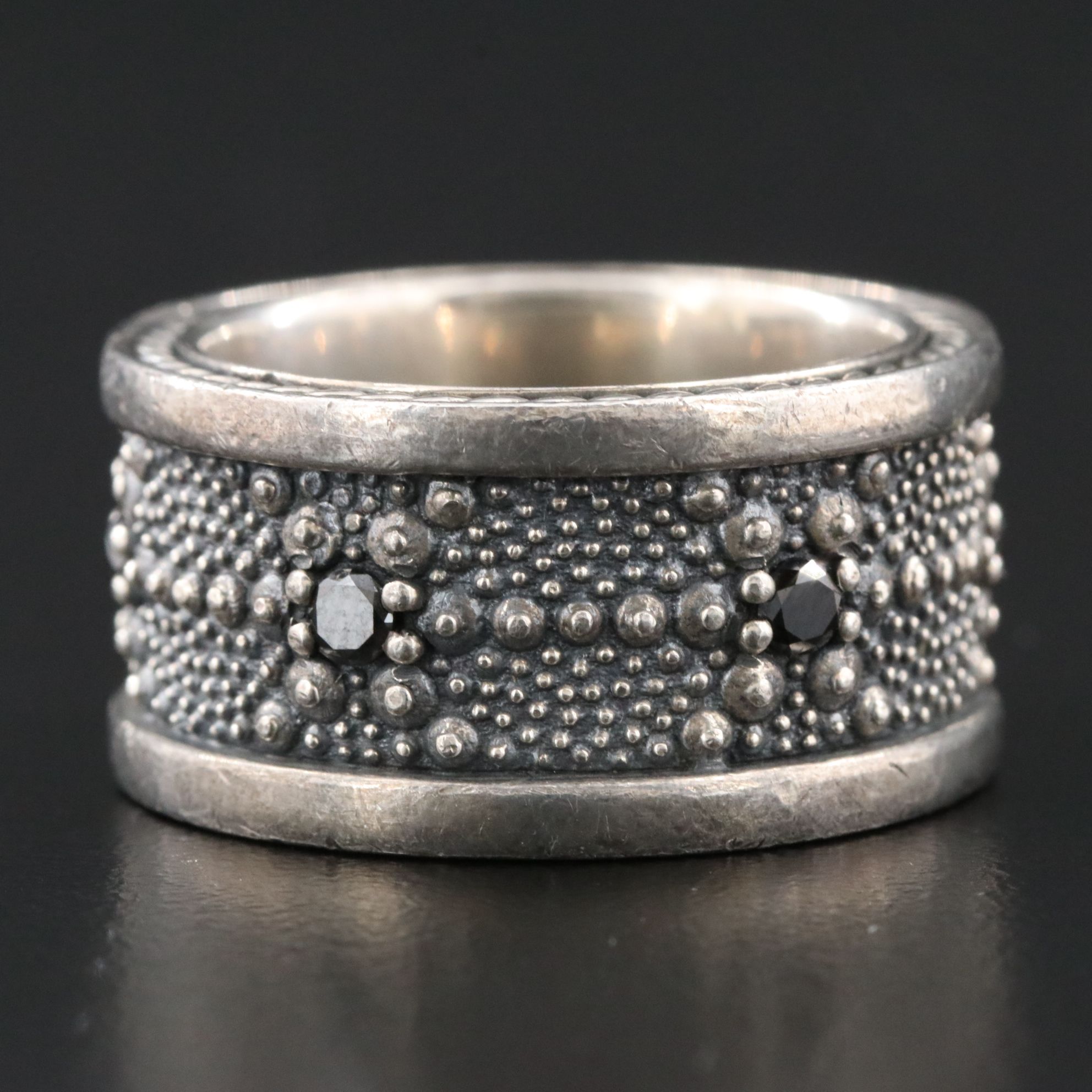 David Yurman Midnight Melange Sterling and 0.48 CTW Black Diamond Band