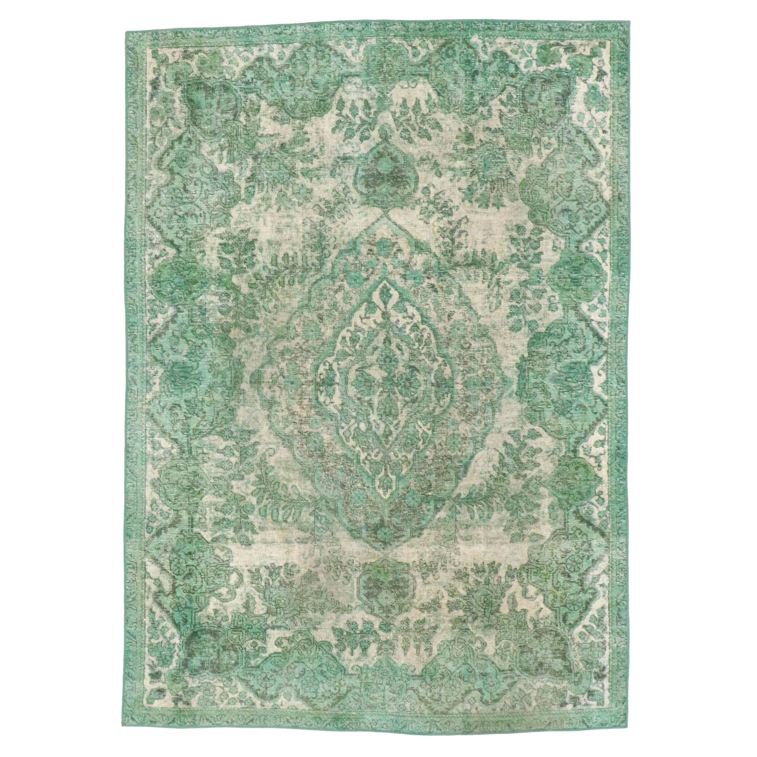 7'1 x 10'2 Hand-Knotted Persian Style Shaved Area Rug