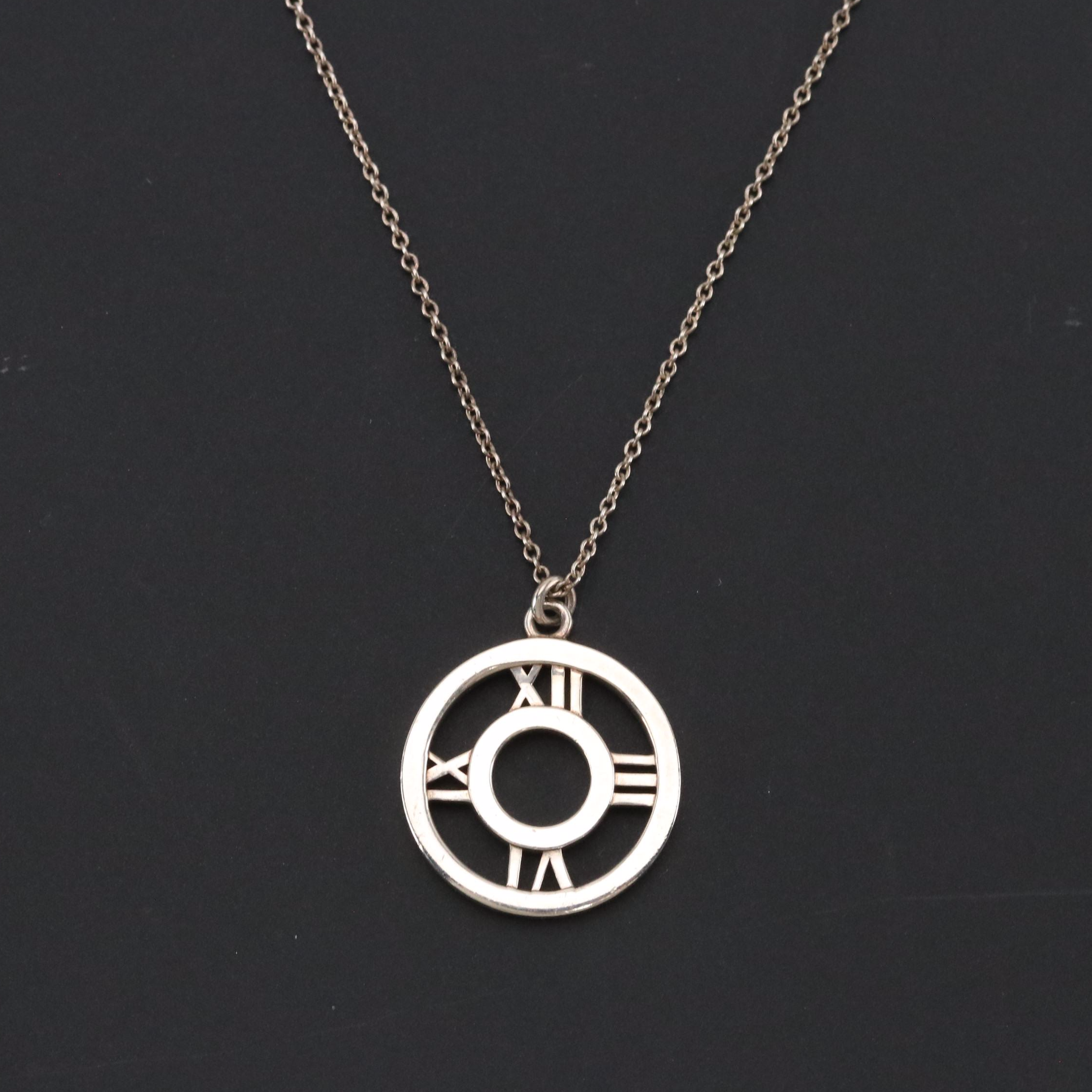 Tiffany & Co. Sterling Atlas Cutout Circle Pendant Necklace