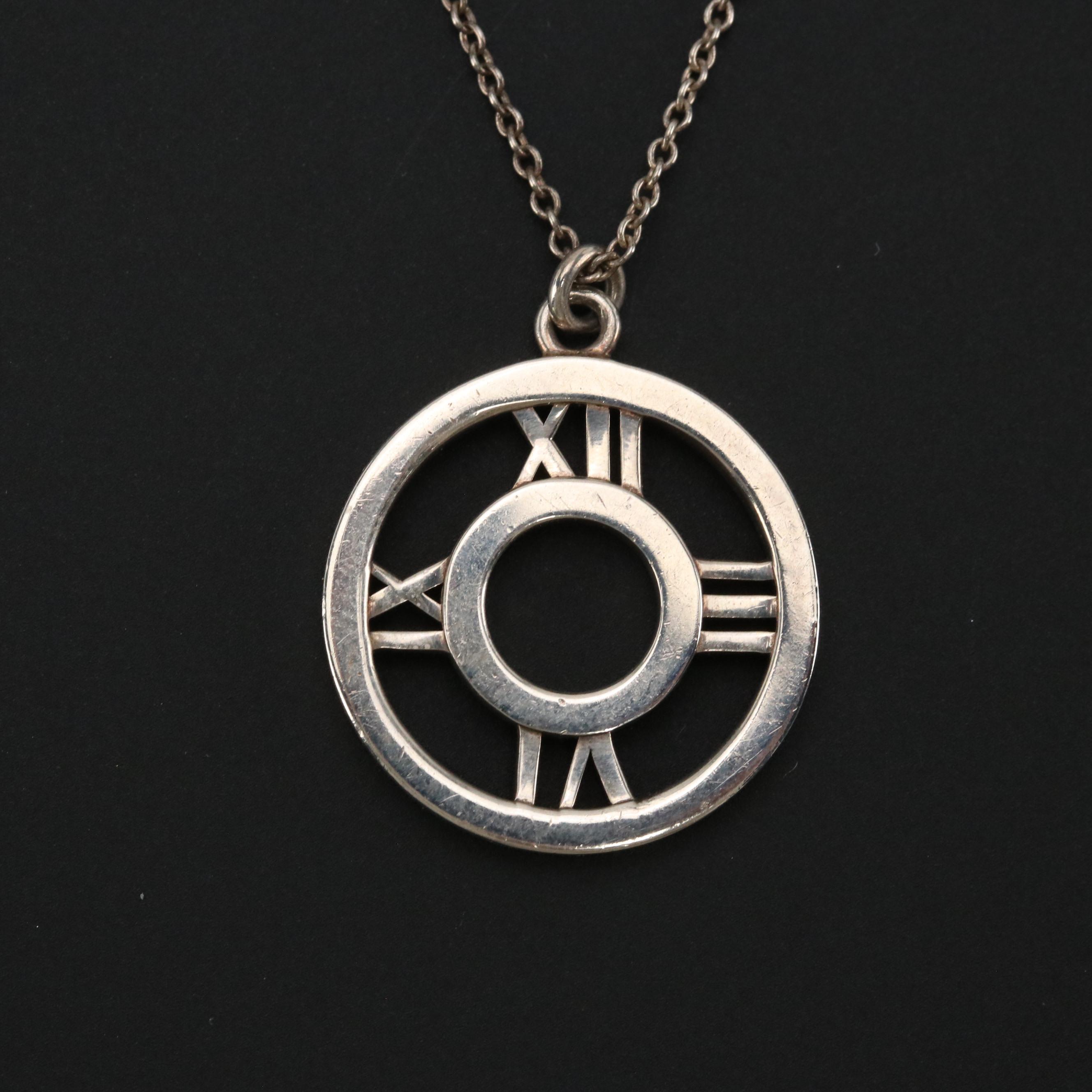 Tiffany & Co. Sterling Atlas Cutout Circle Pendant Necklace