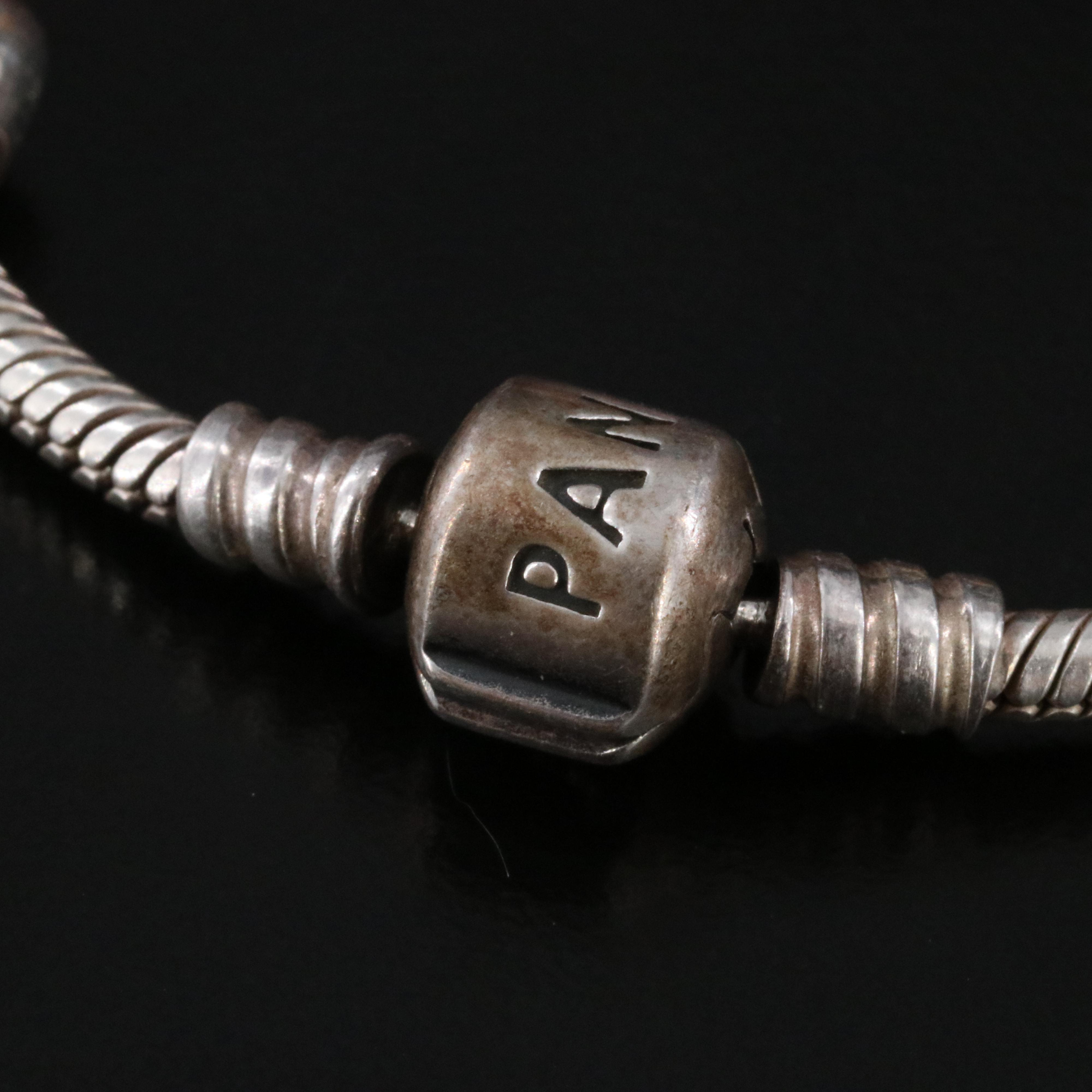 Pandora Sterling Charm Bracelet with Pearls and CZ