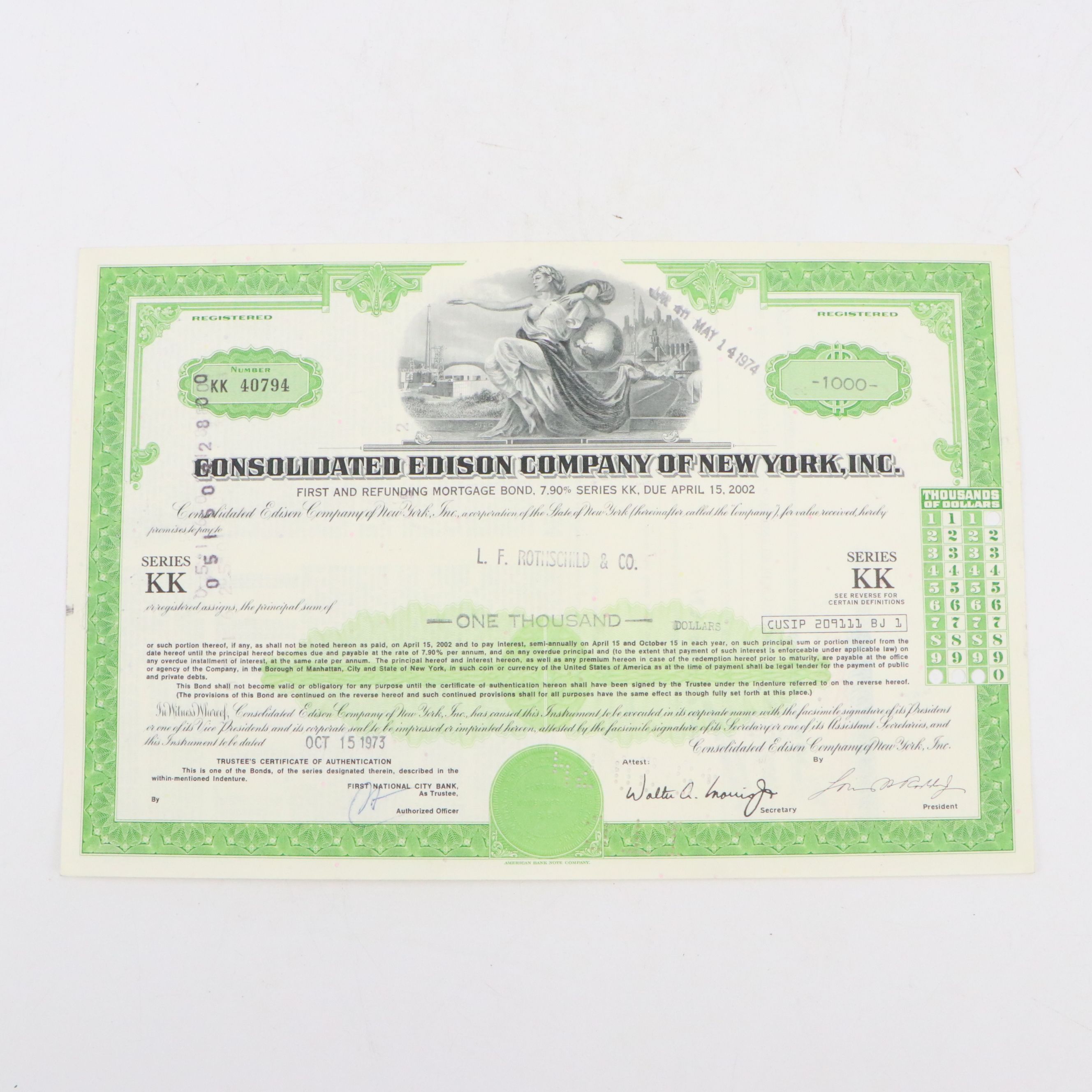 Consolidation Edison, Abacus Fund and Atlantic Richfield Stock Certificates