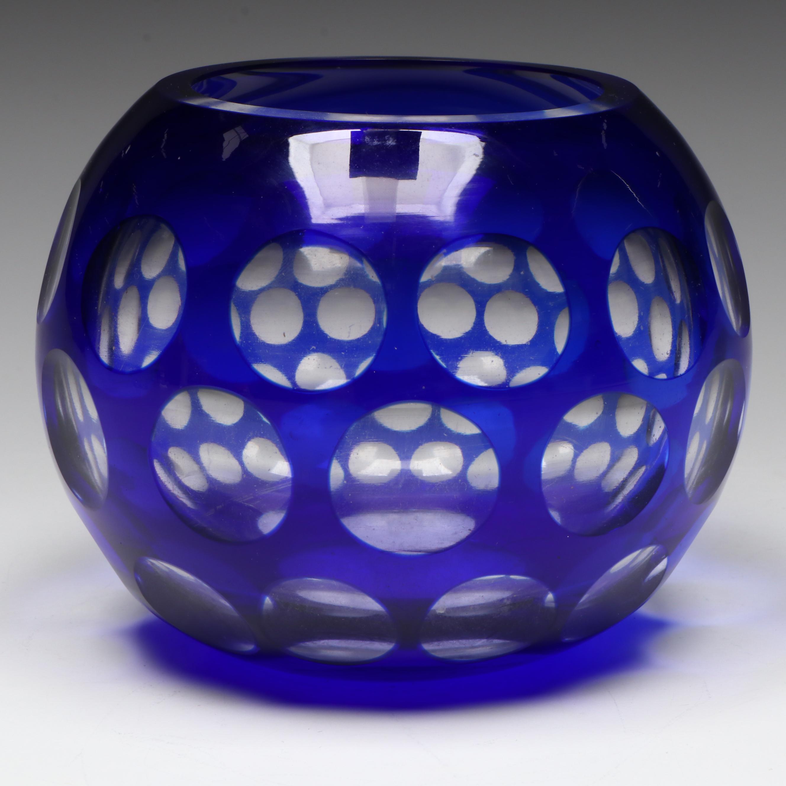 Blue Dot Glass Rose Bowl