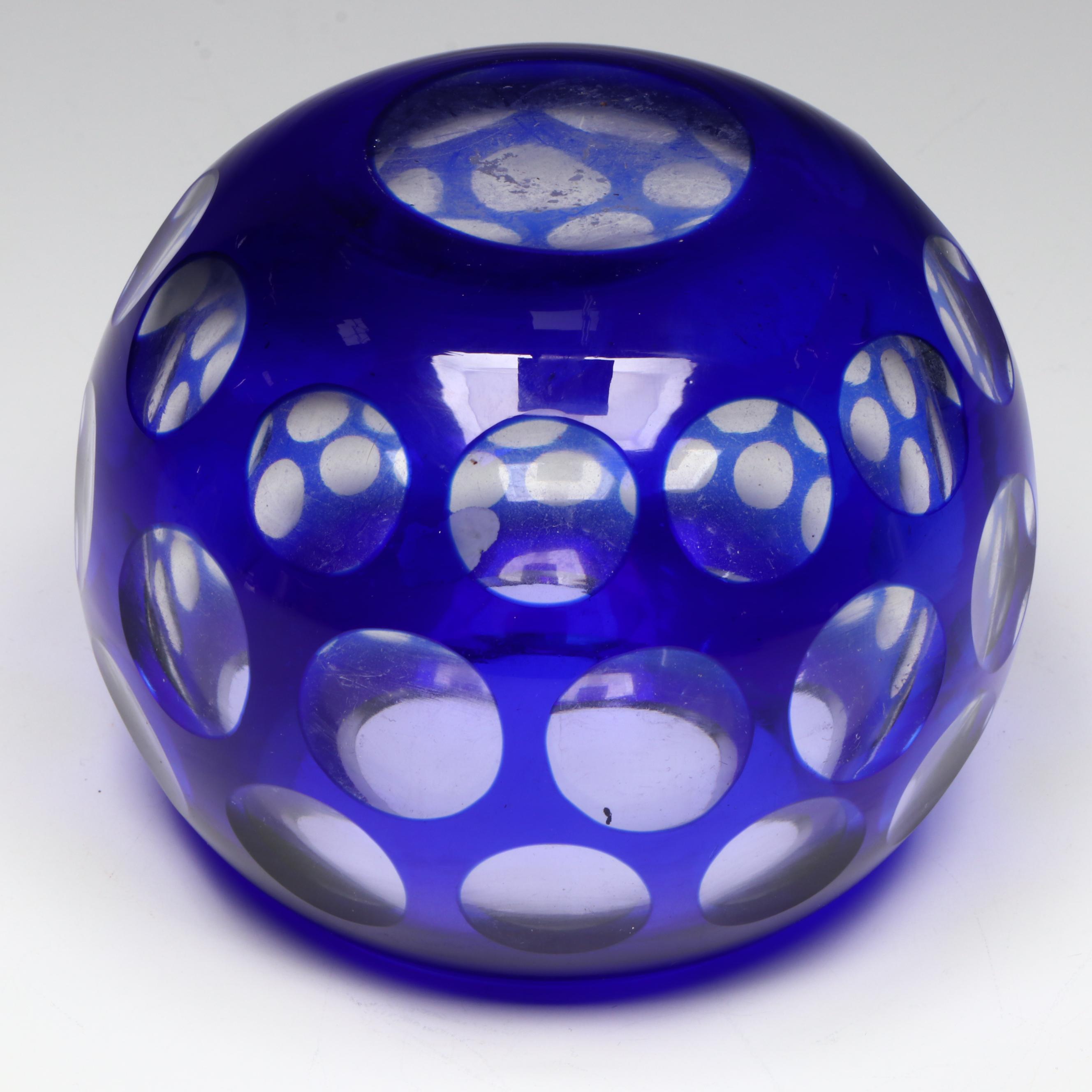 Blue Dot Glass Rose Bowl