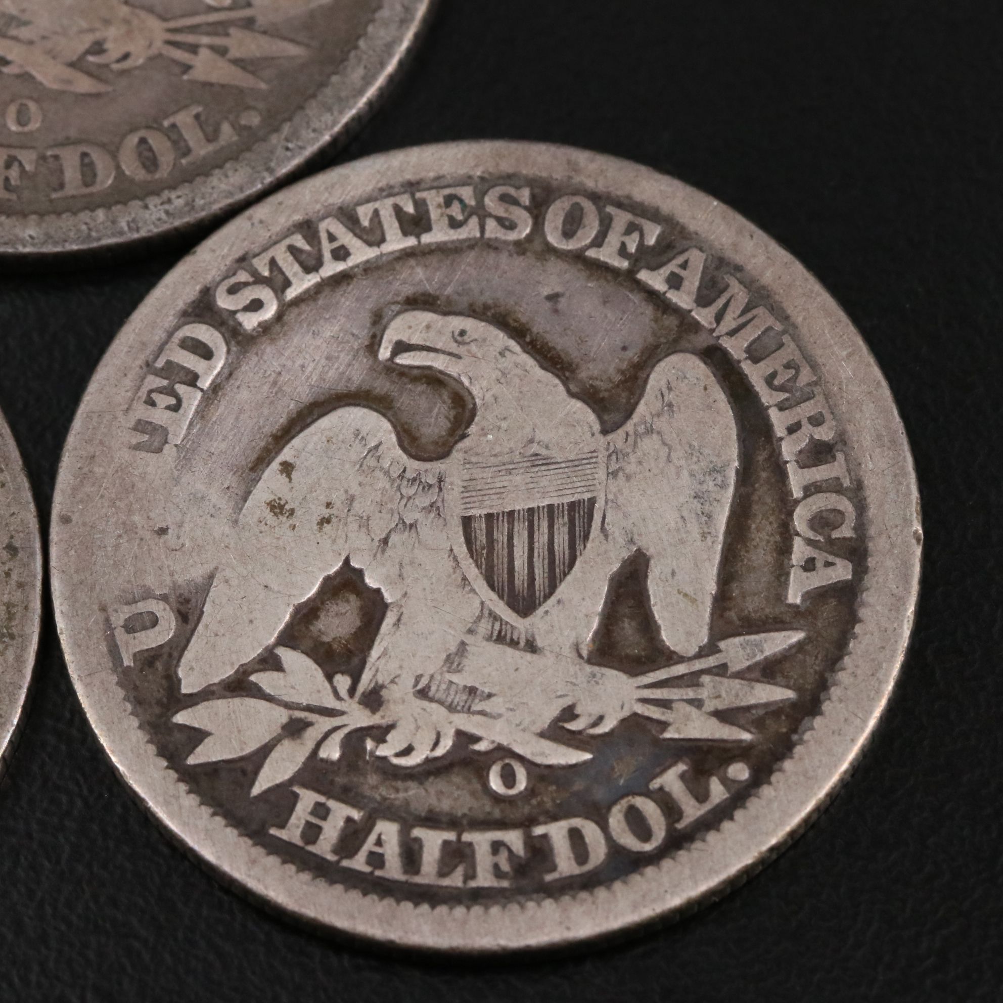 Three Seated Liberty Silver Half Dollars Including an 1845-O