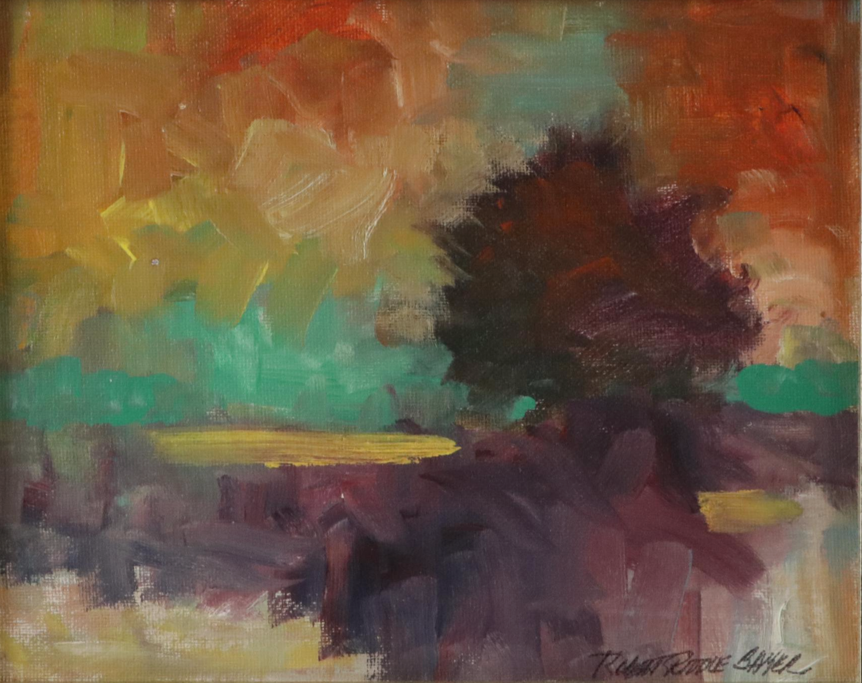 Robert Riddle Baker Landscape Acrylic Painting "The End of Fall," 2025