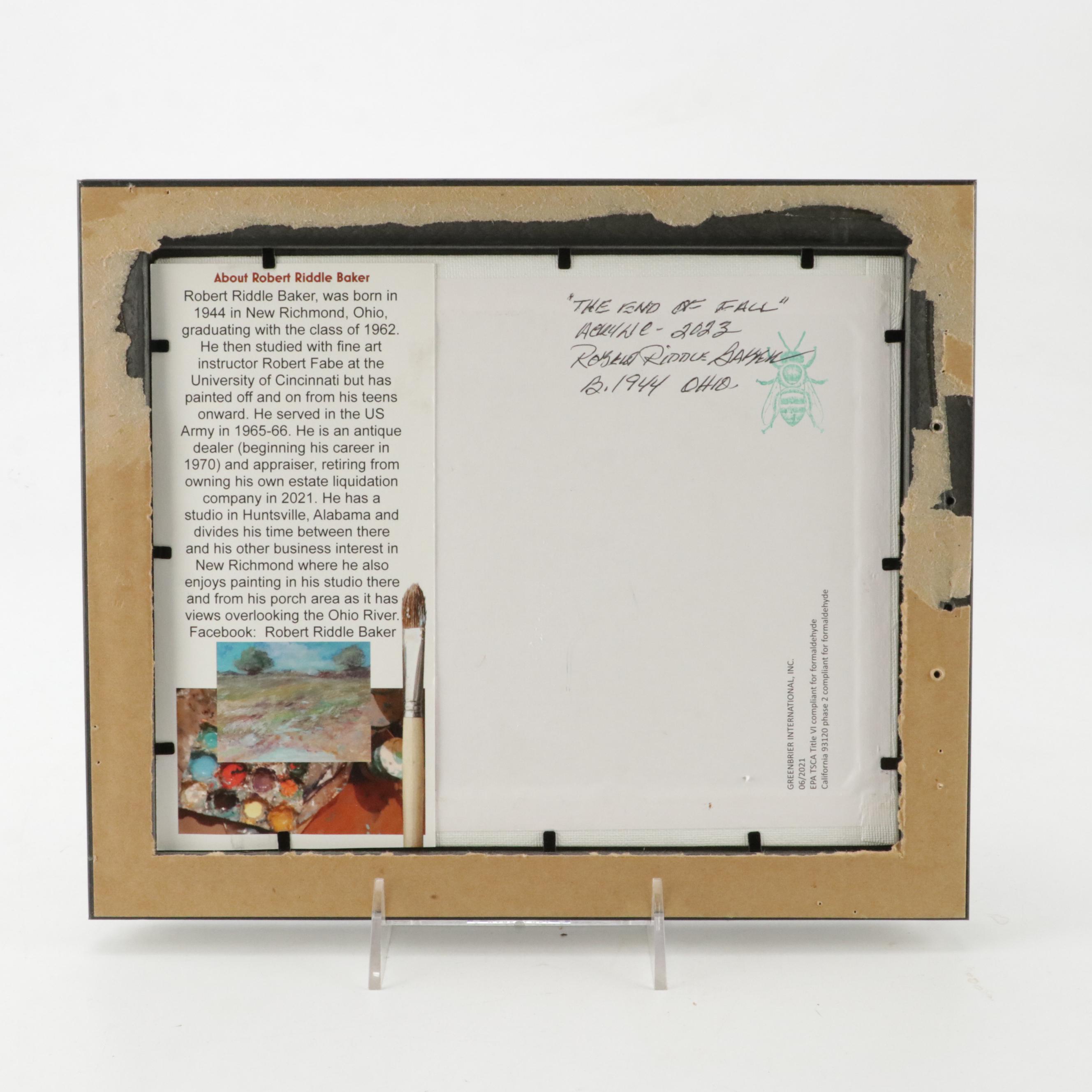 Robert Riddle Baker Landscape Acrylic Painting "The End of Fall," 2025