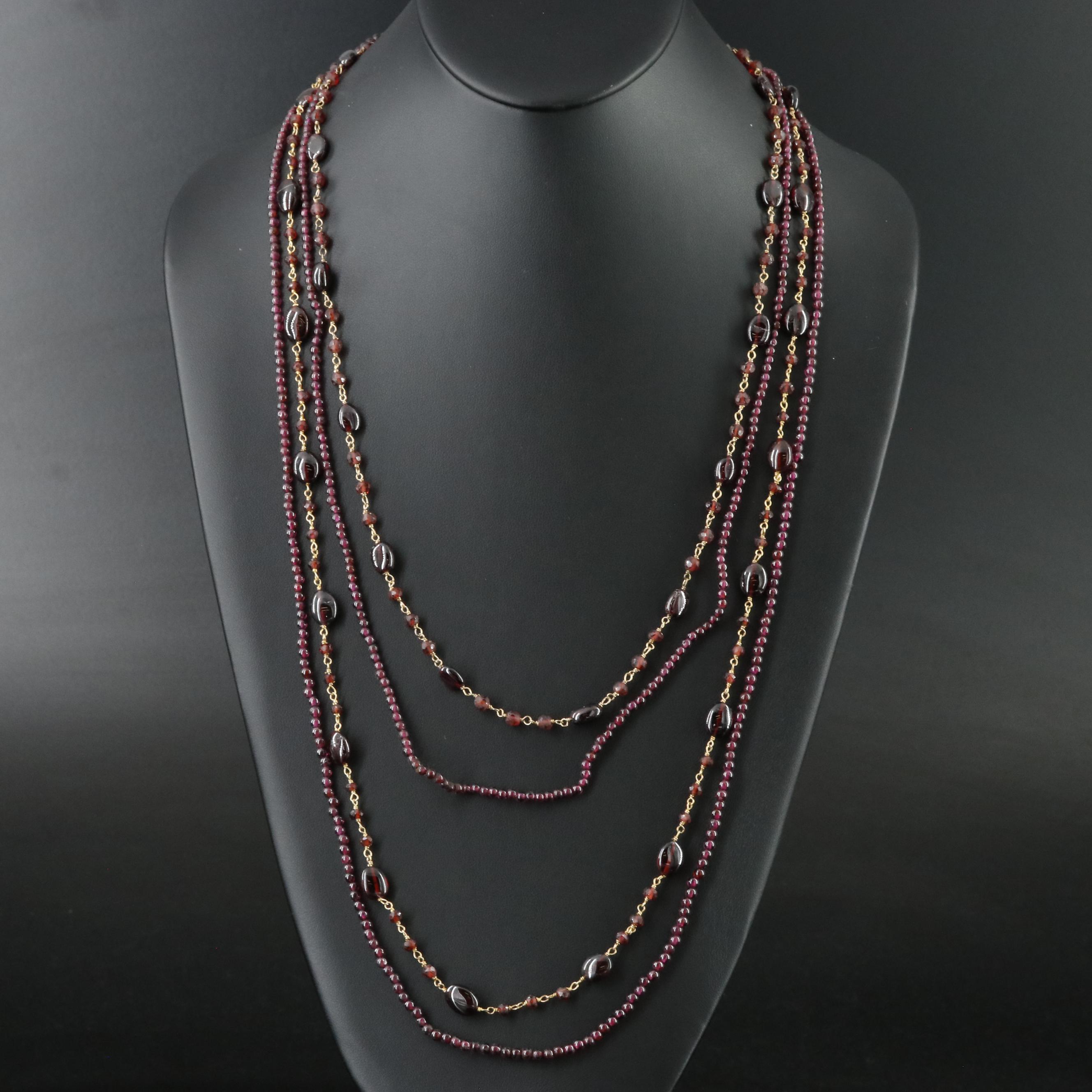 Sterling and 14K Clasp Garnet Necklaces